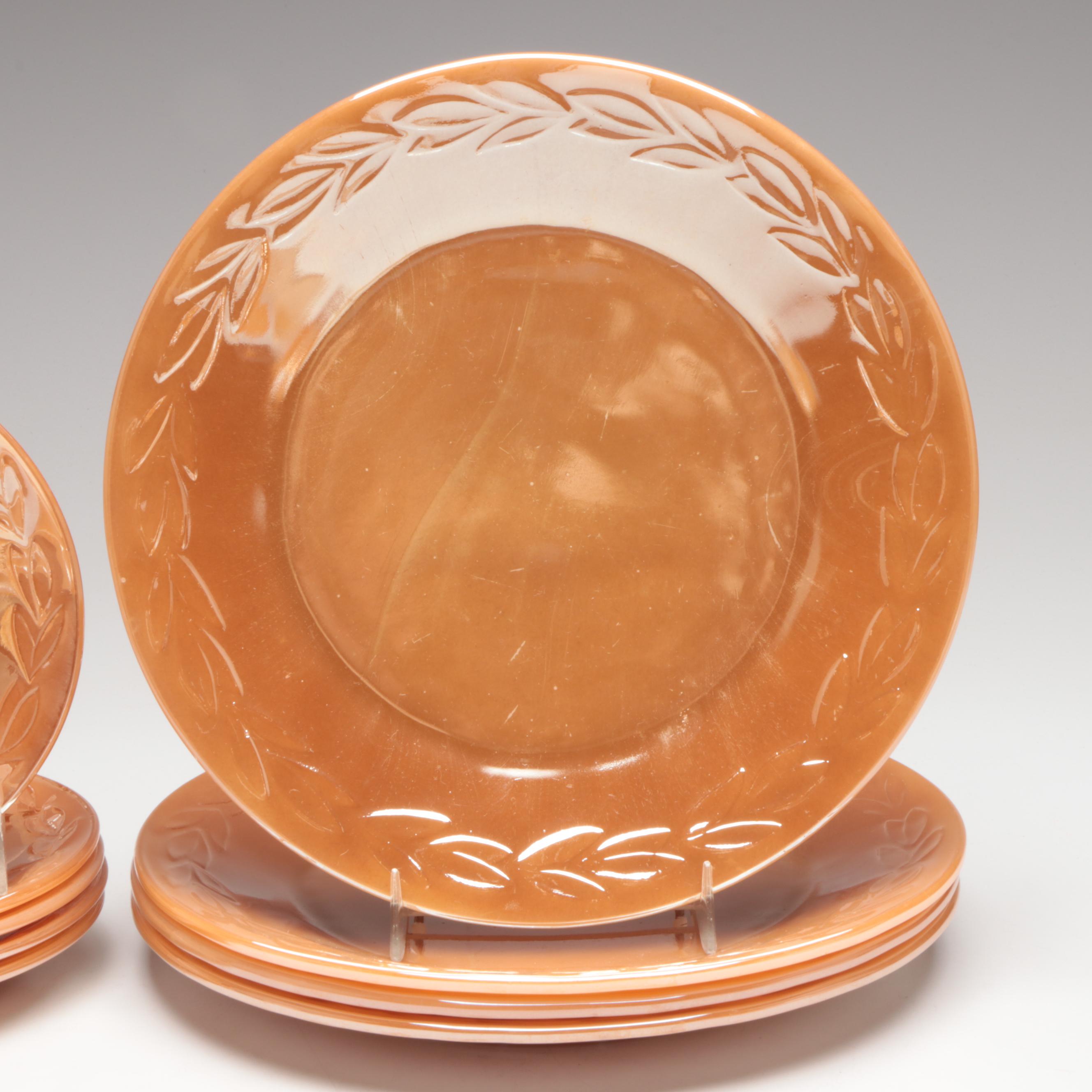 Anchor Hocking "Peach Lustre Laurel" Fire-King Glass Dinnerware with More Décor