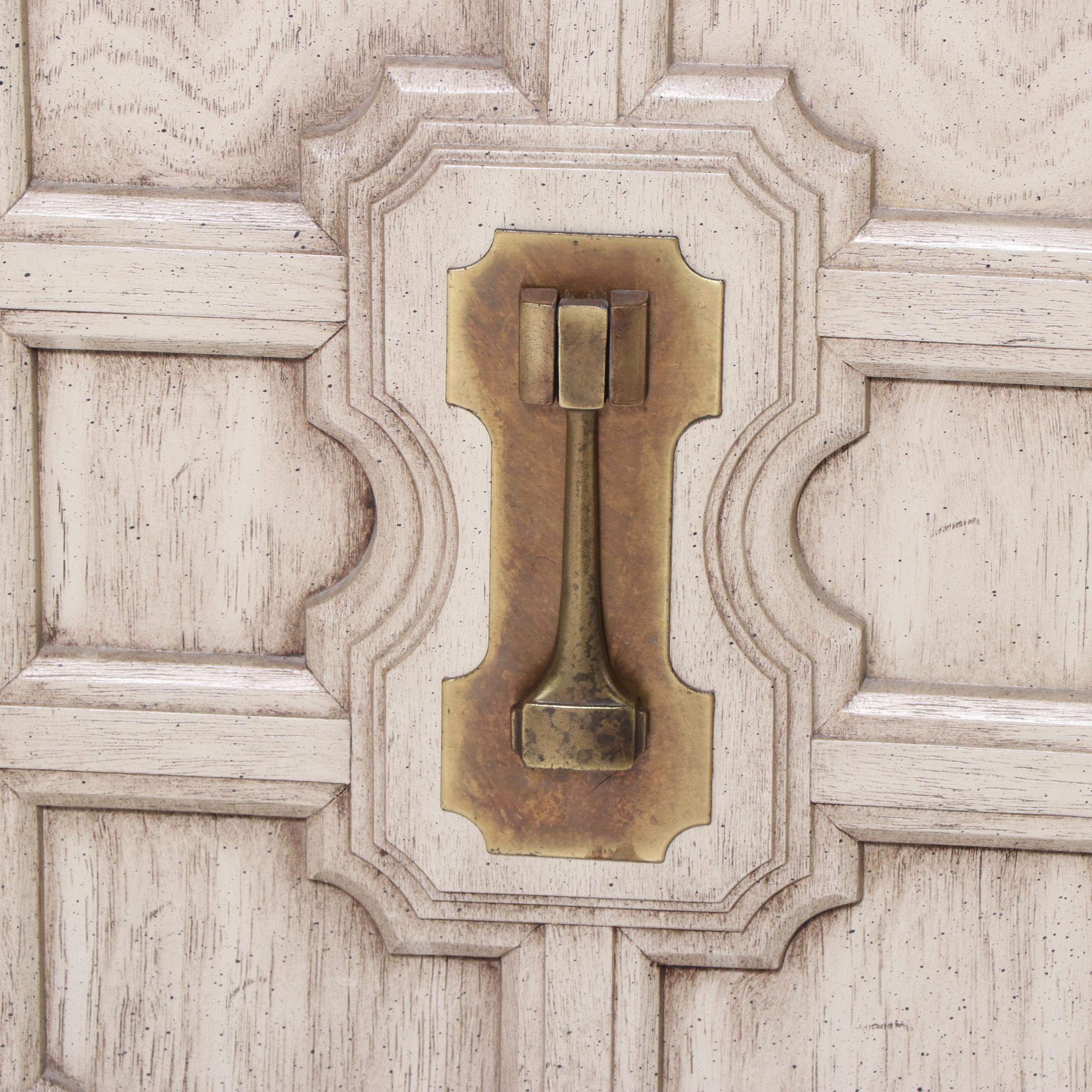 Mediterranean Style Console Cabinet in Parchment Finish, Mid-20th Century