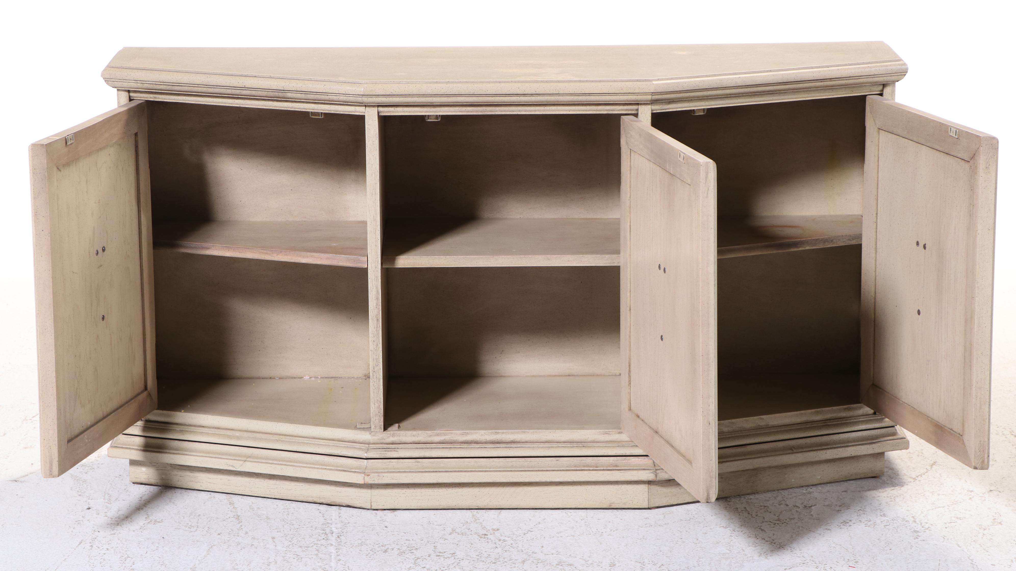 Mediterranean Style Console Cabinet in Parchment Finish, Mid-20th Century