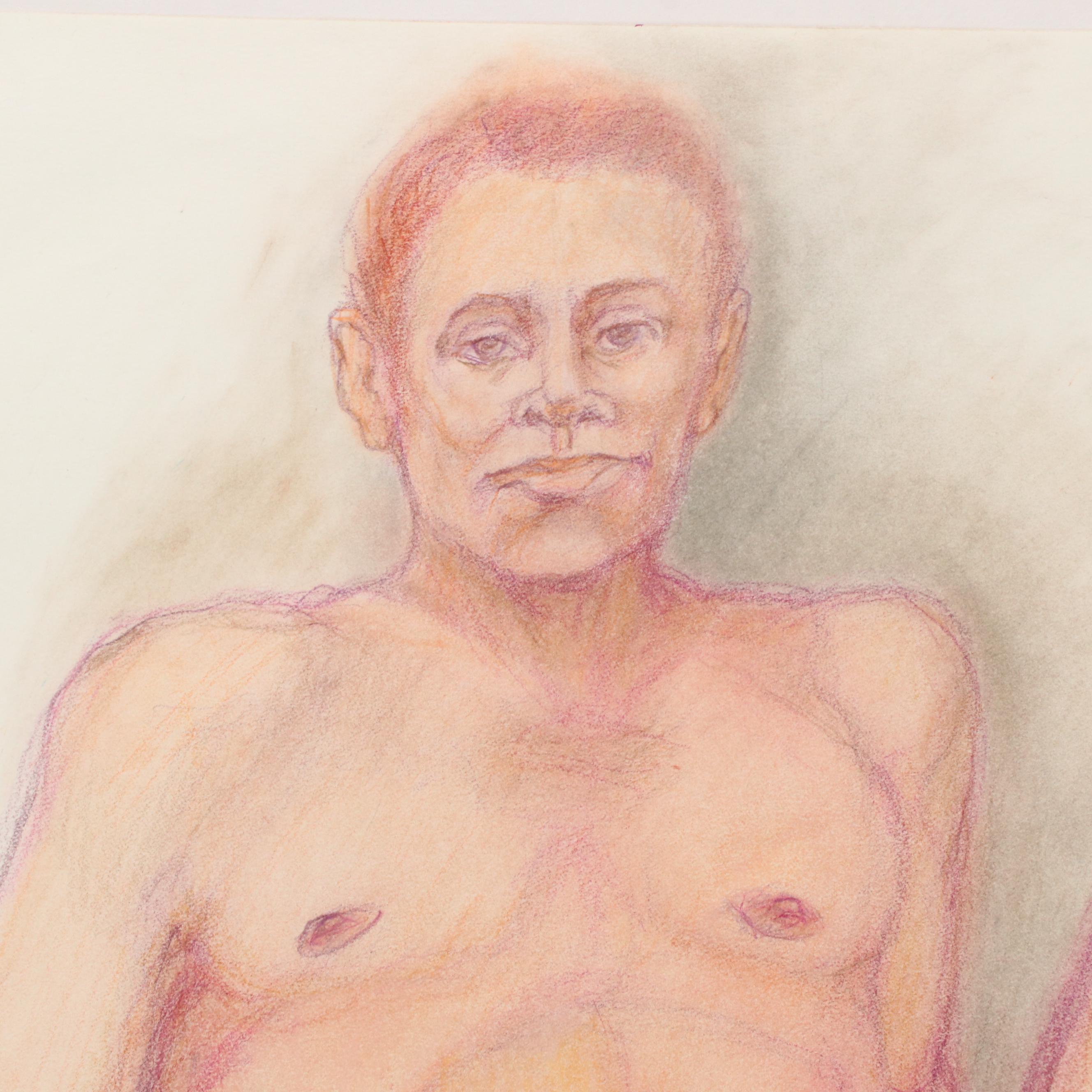 Salvator J. Ingrassia Figural Colored Pencil Drawing, Late 20th Century