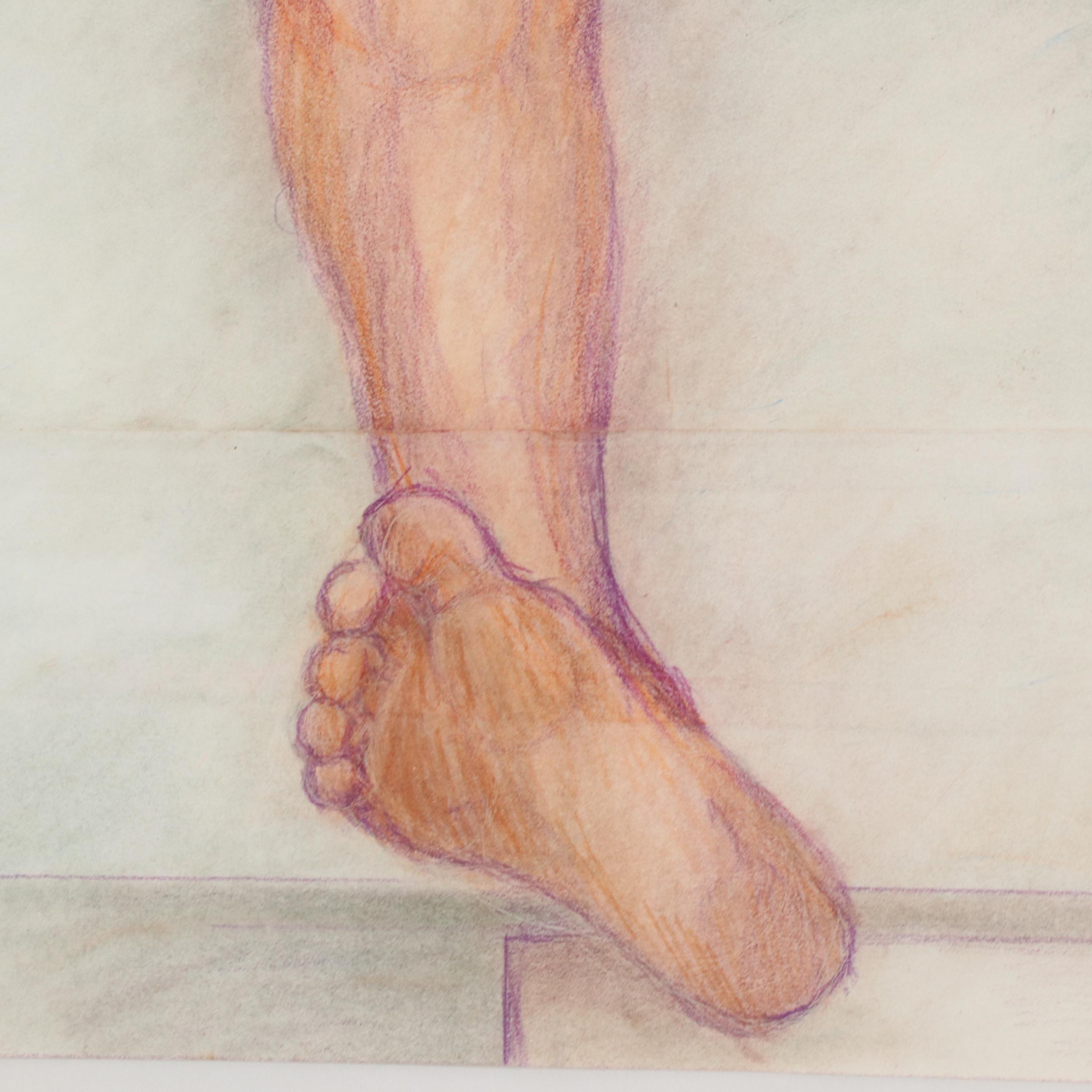 Salvator J. Ingrassia Figural Colored Pencil Drawing, Late 20th Century