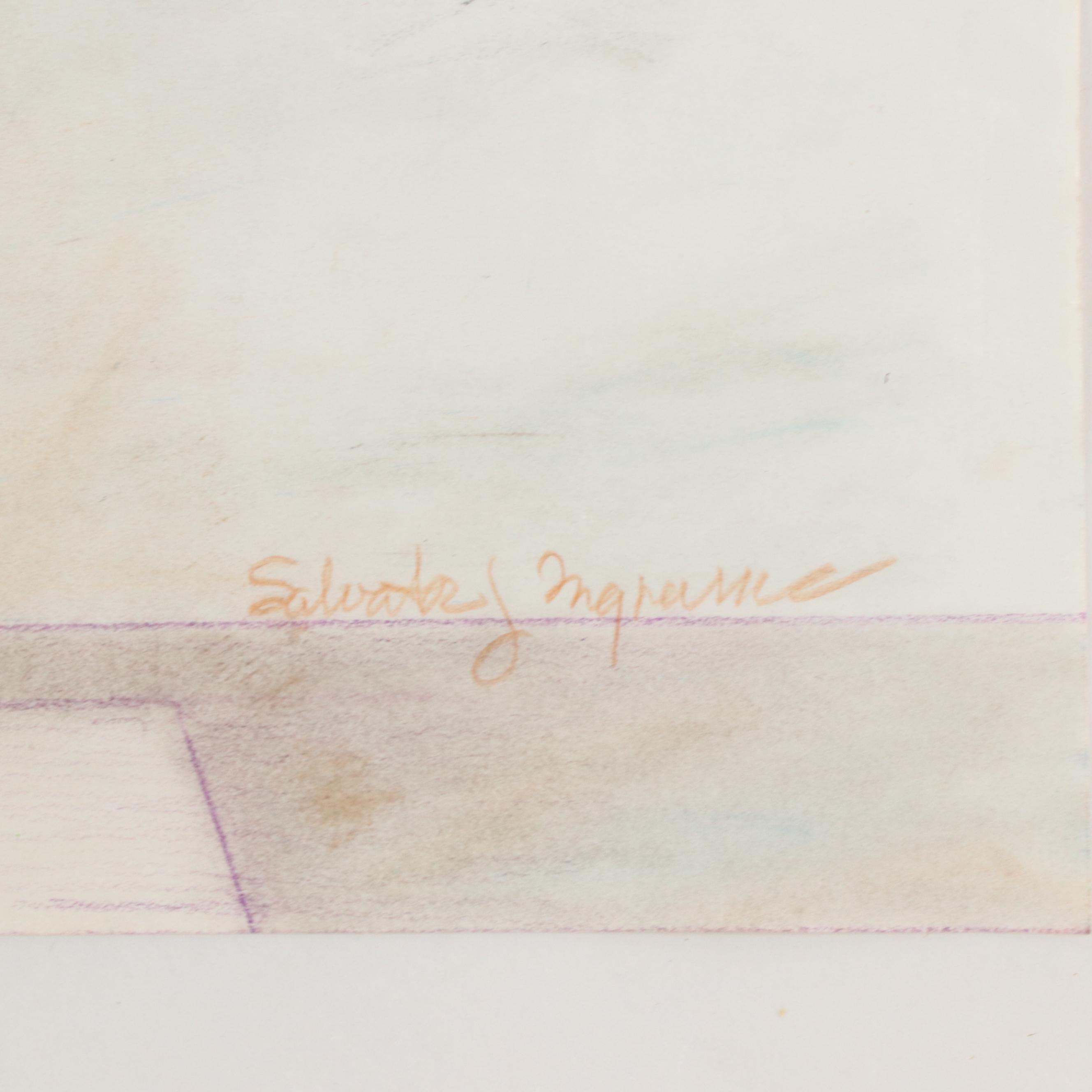 Salvator J. Ingrassia Figural Colored Pencil Drawing, Late 20th Century