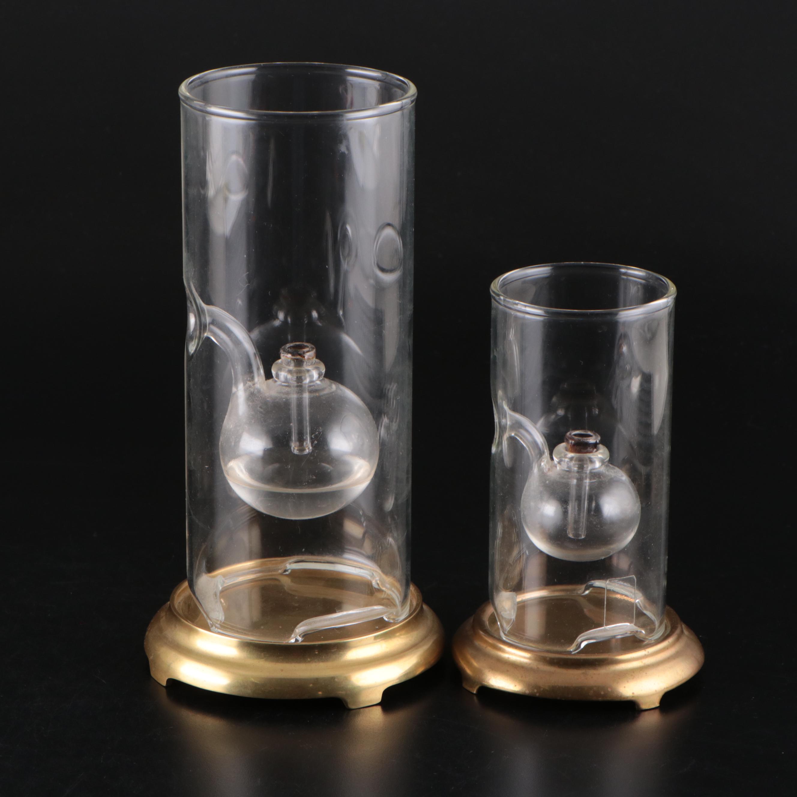 Wolfard Glassblowing Co. Glass and Brass Oil Lamps