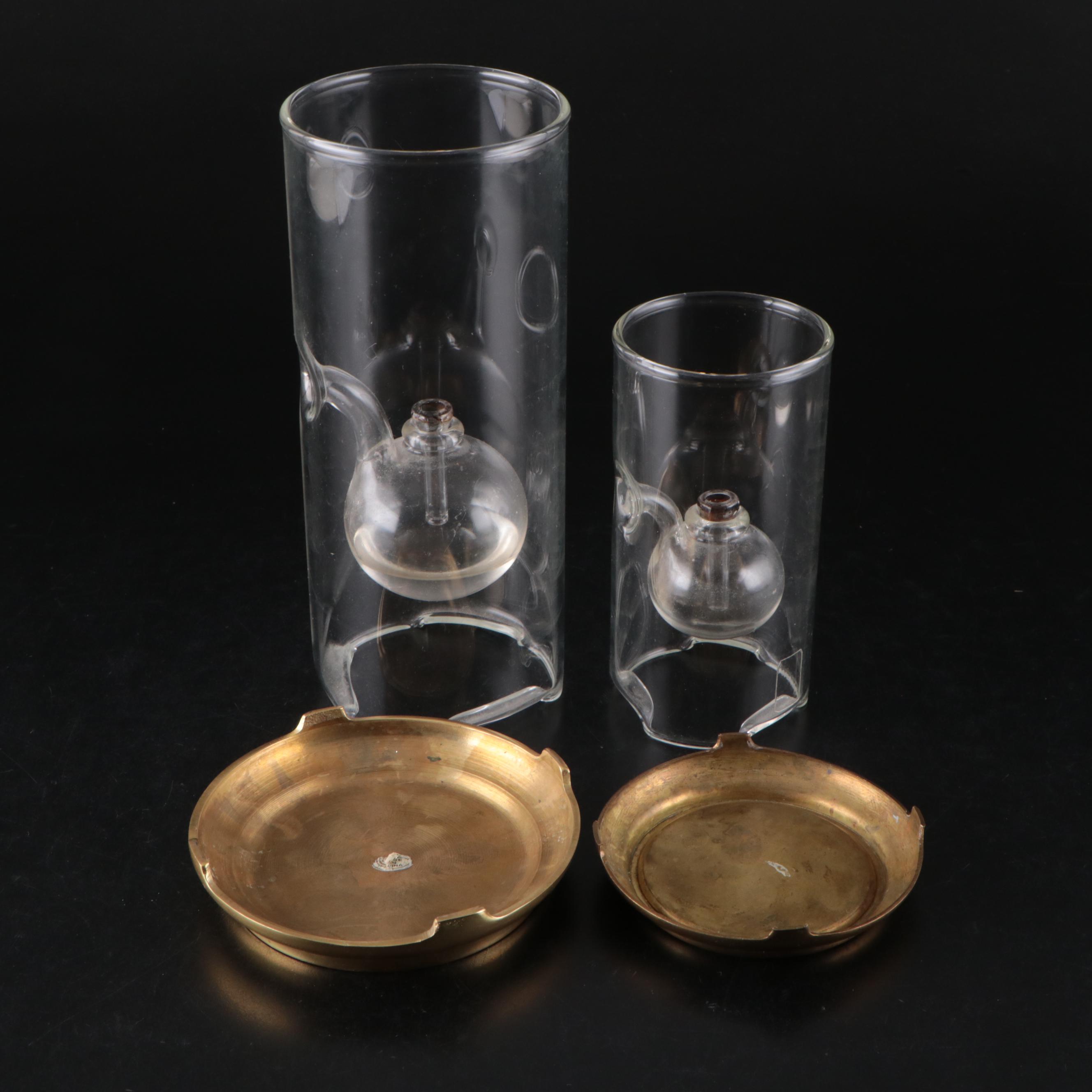 Wolfard Glassblowing Co. Glass and Brass Oil Lamps