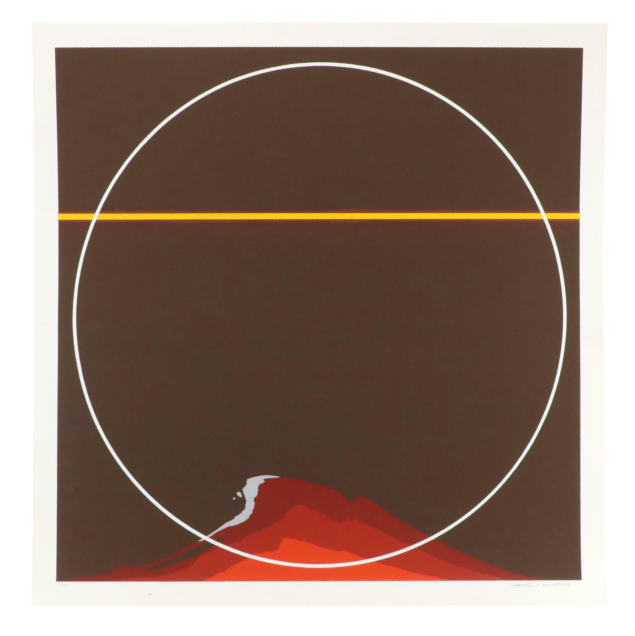 Thomas W. Benton Abstract Serigraph "Red Mountain," 1981