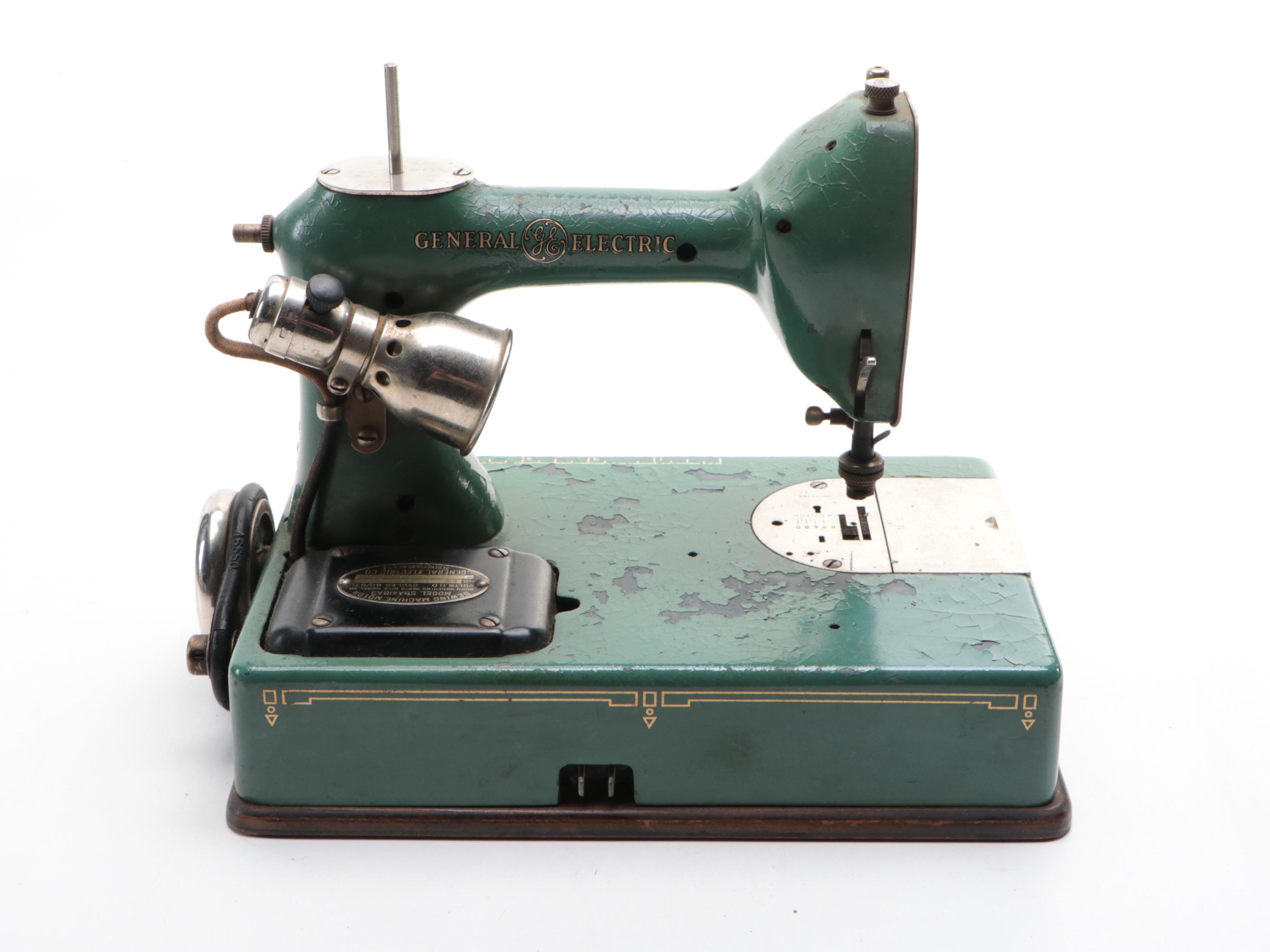 General Electric Model A Sewhandy Sewing Machine with Case and Accessories