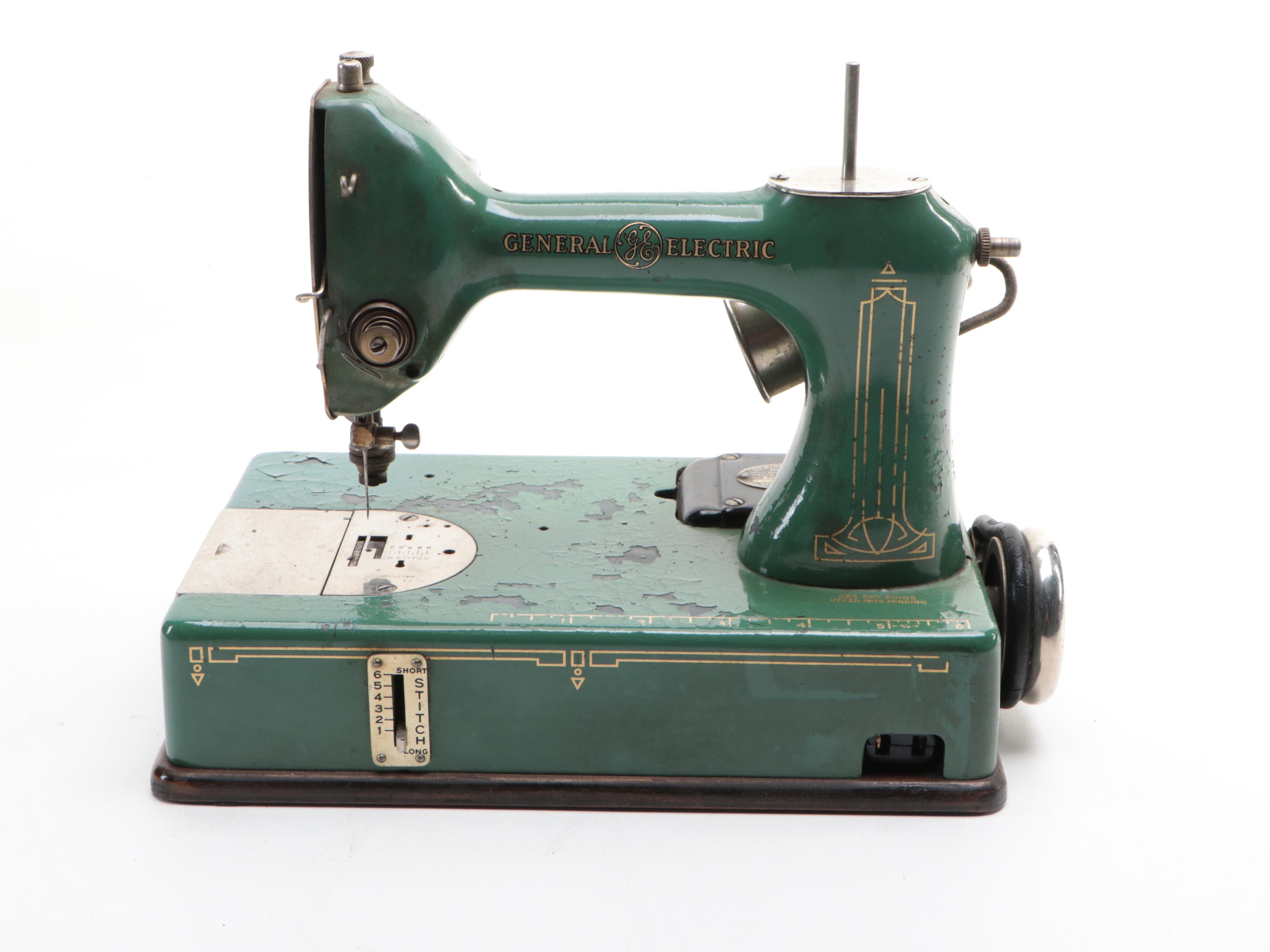 General Electric Model A Sewhandy Sewing Machine with Case and Accessories