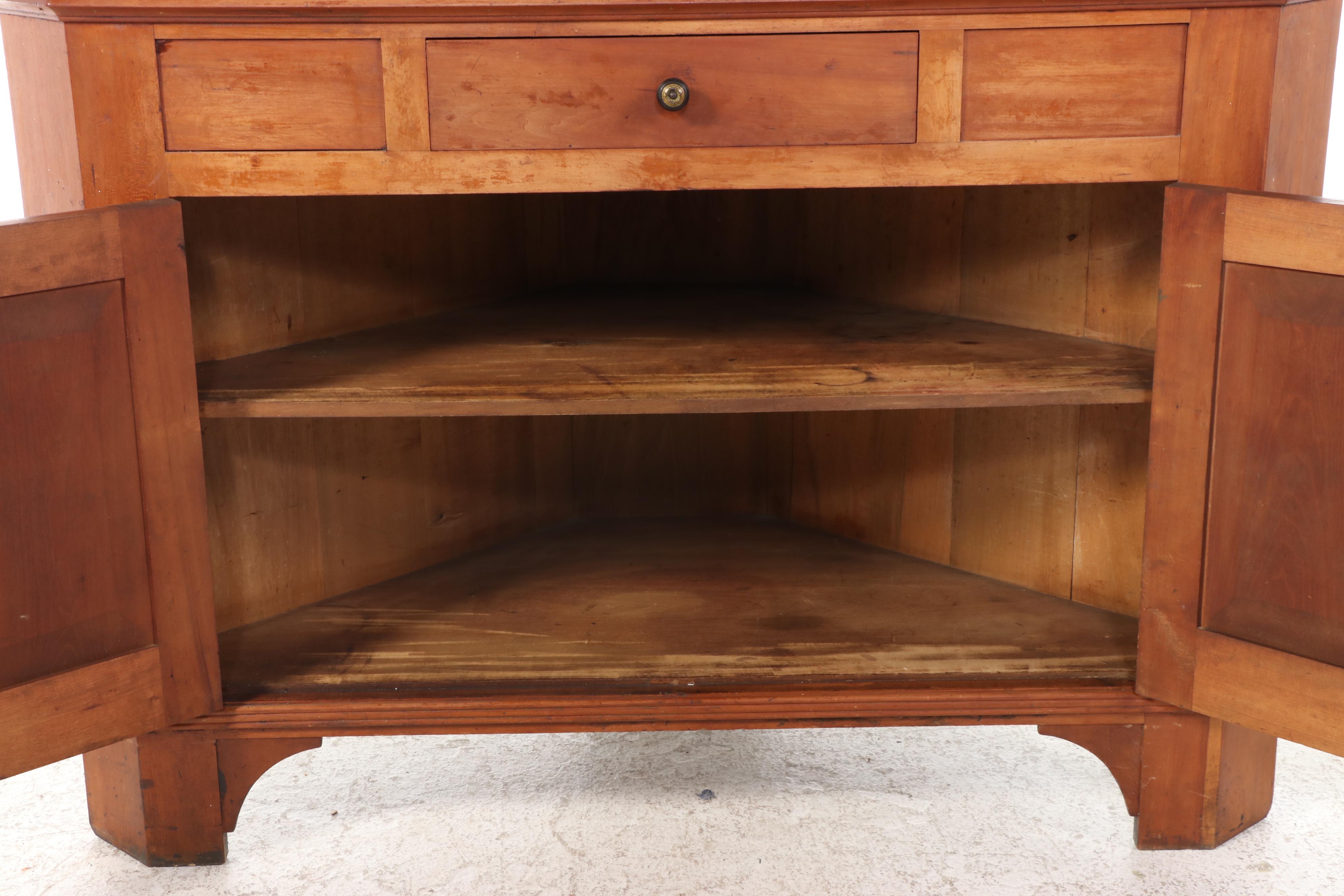 American Cherrywood Eight-Light Corner Cupboard, 19th Century