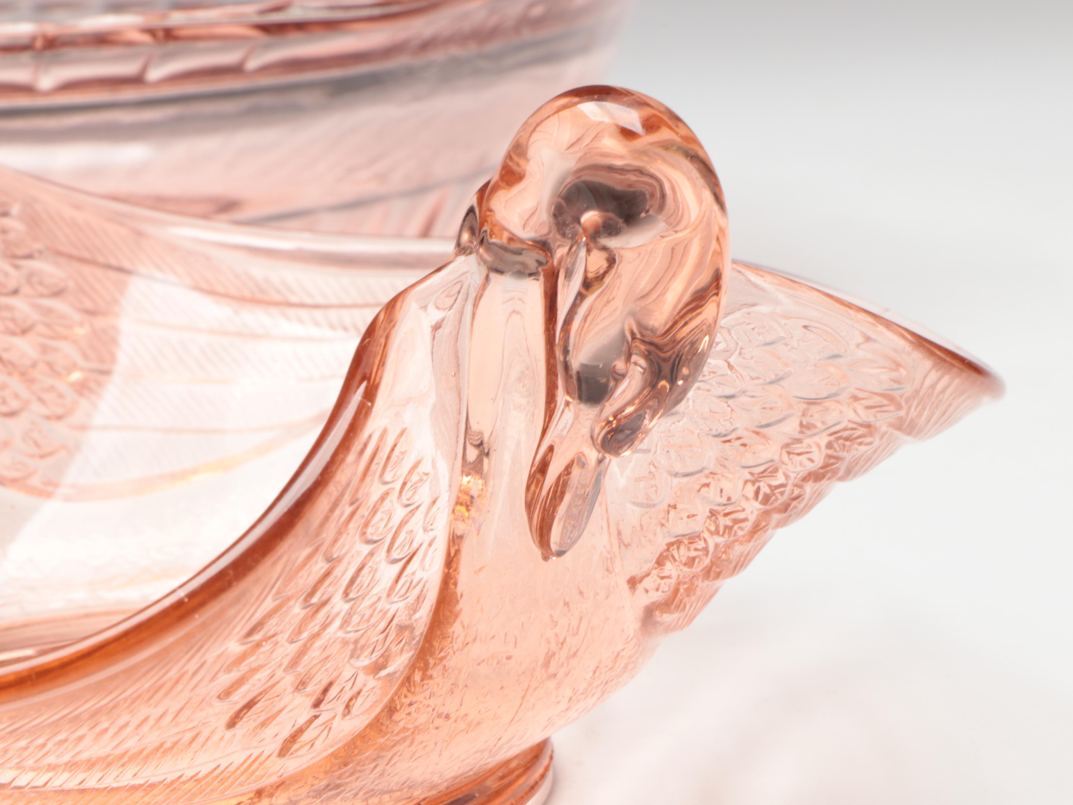 Anchor Hocking "Mayflower" Bowl with Other Pink and Green Glass Tableware