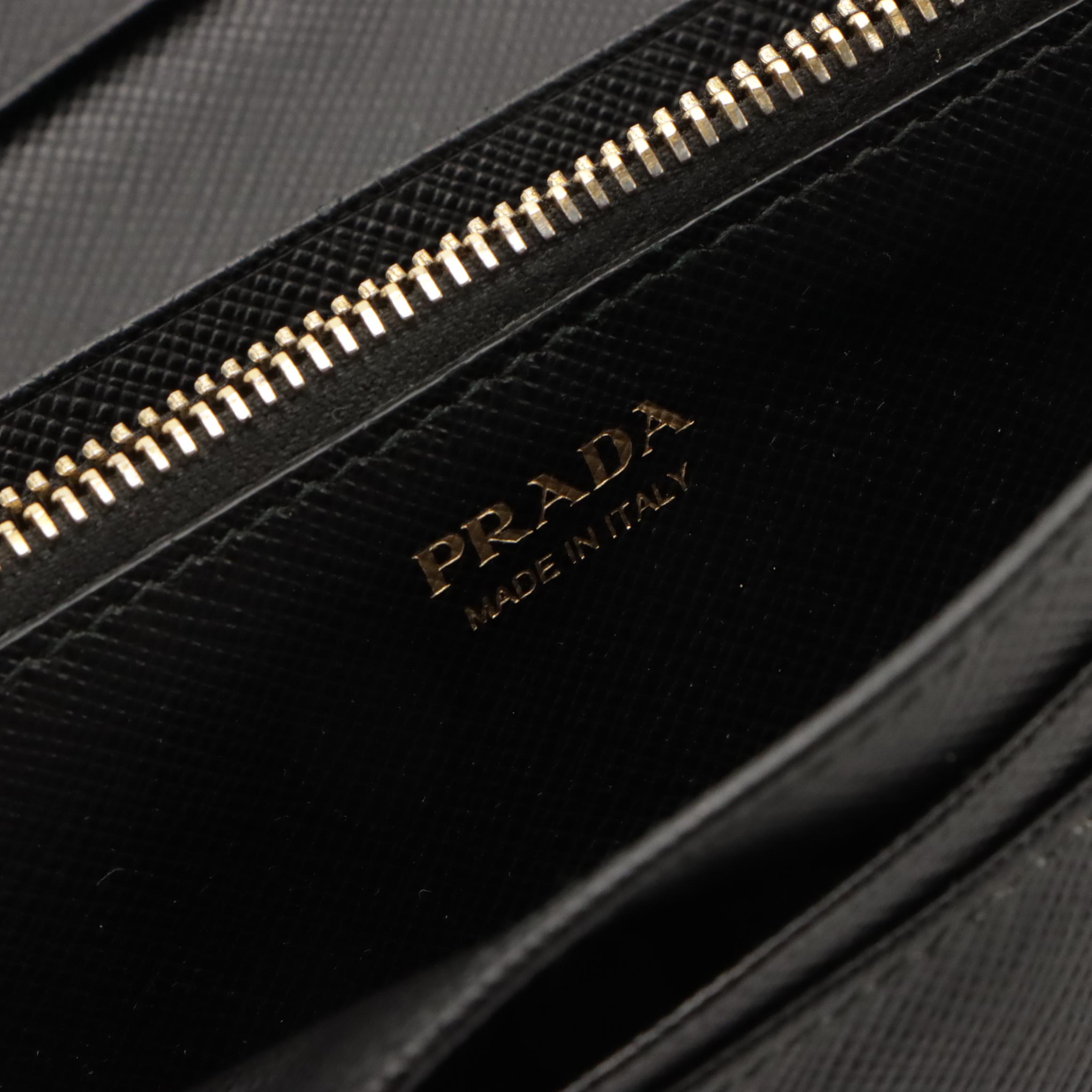 Prada Double-Snap Long Continental Wallet in Black Saffiano Leather