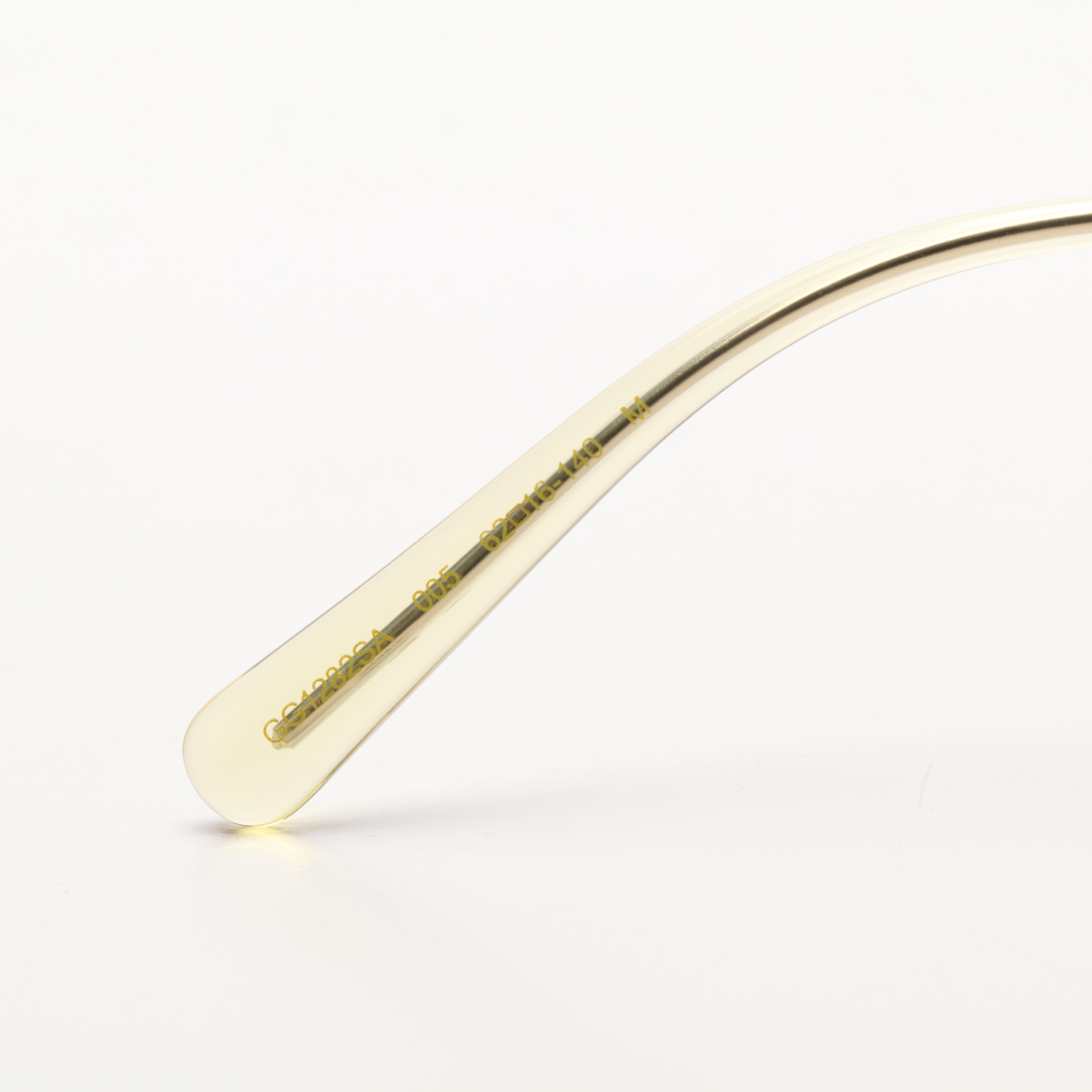 Gucci GG1282SA Gold Tone Frame and Yellow Tint Sunglasses with Case