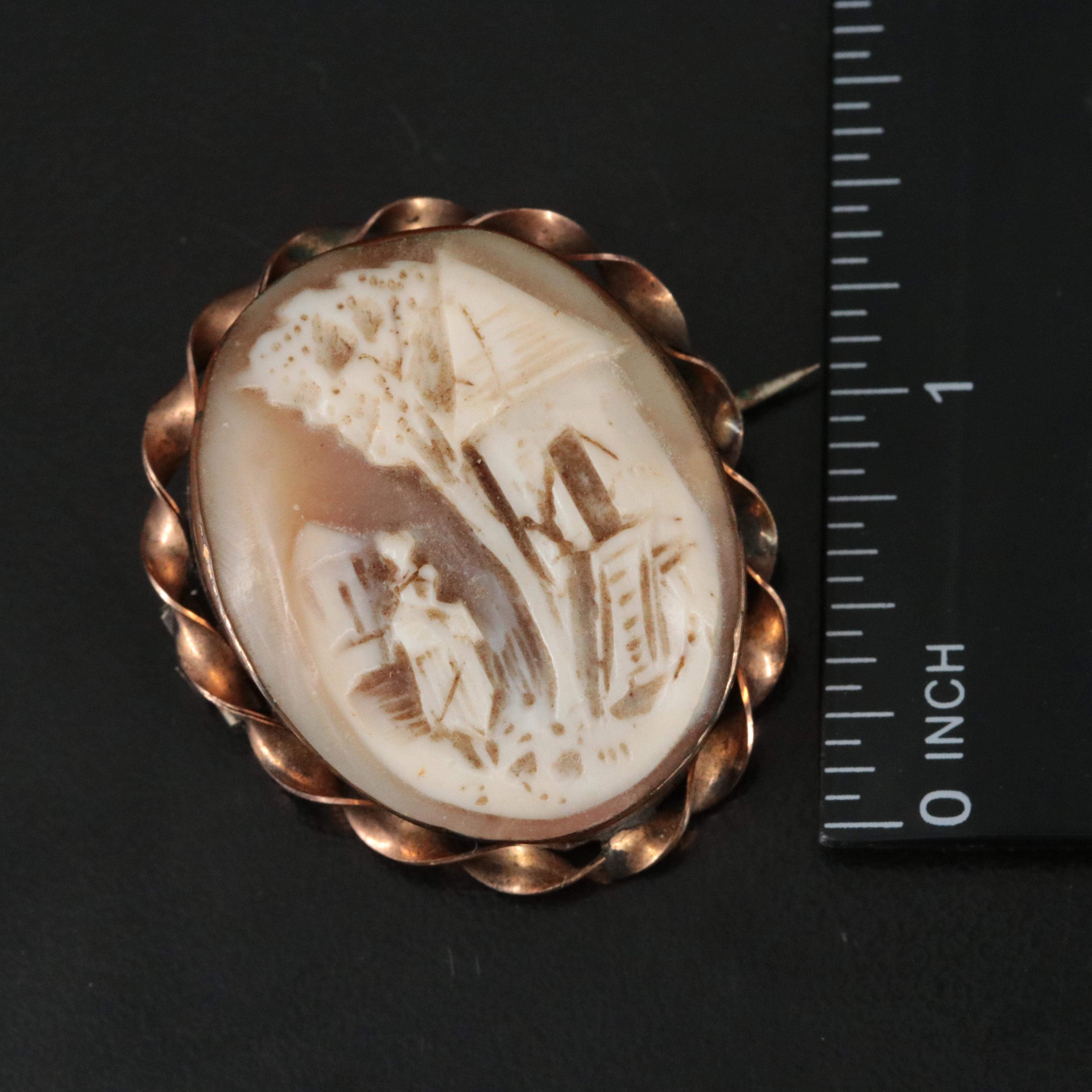 Vintage and Antique Shell Cameo Jewelry Including Sterling and 800 Silver