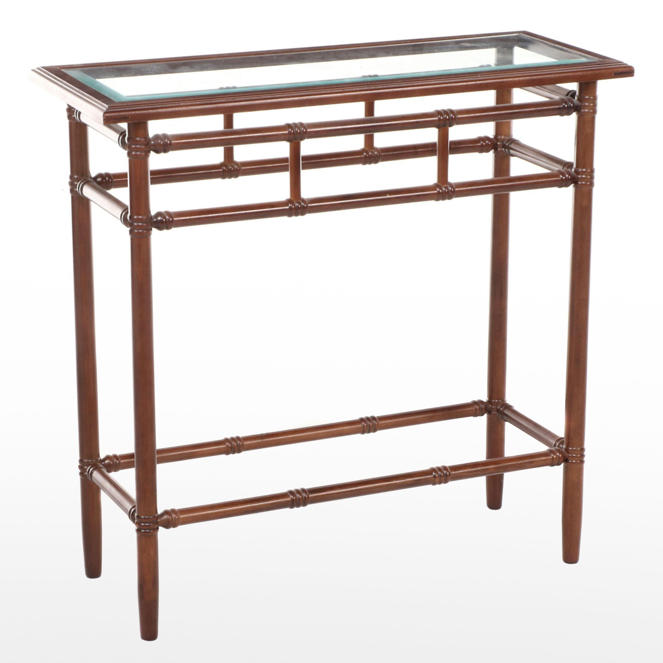 Bombay Company Federal Style Mahogany-Stained and Glass Top Console Table