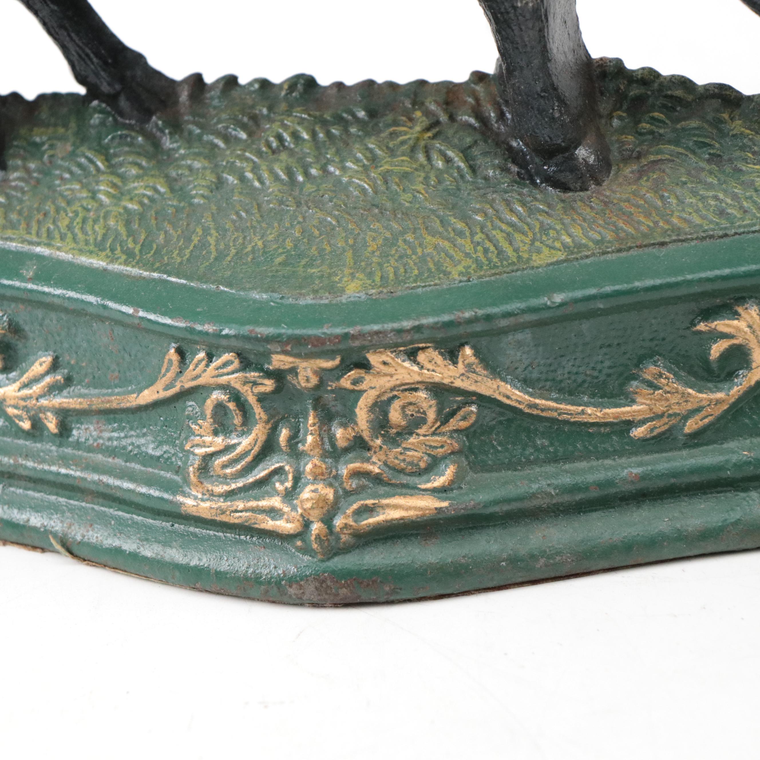 Hand-Painted Cast Iron Grazing Sheep Doorstop