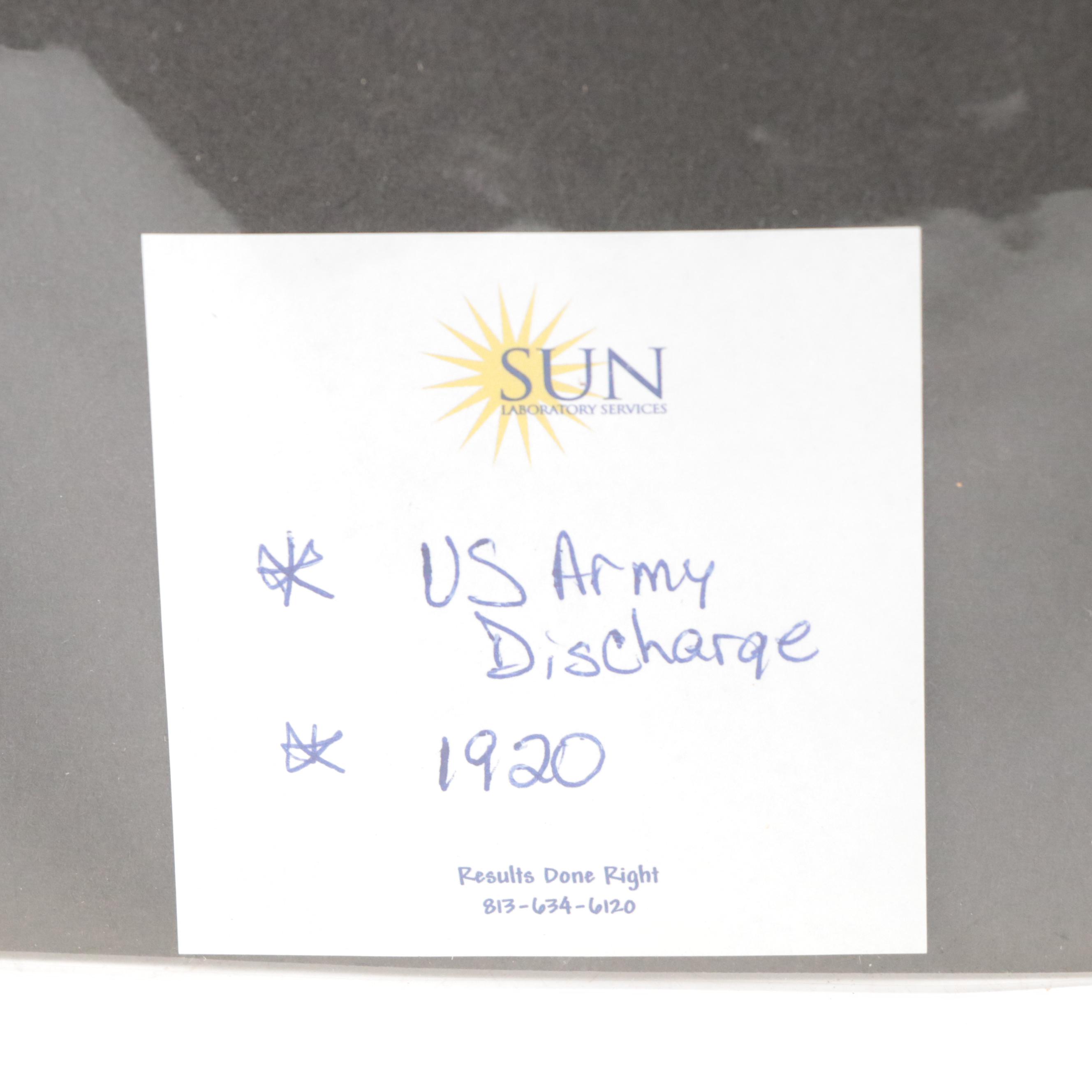 U. S. Army Honorable Discharge Certificate, 1920