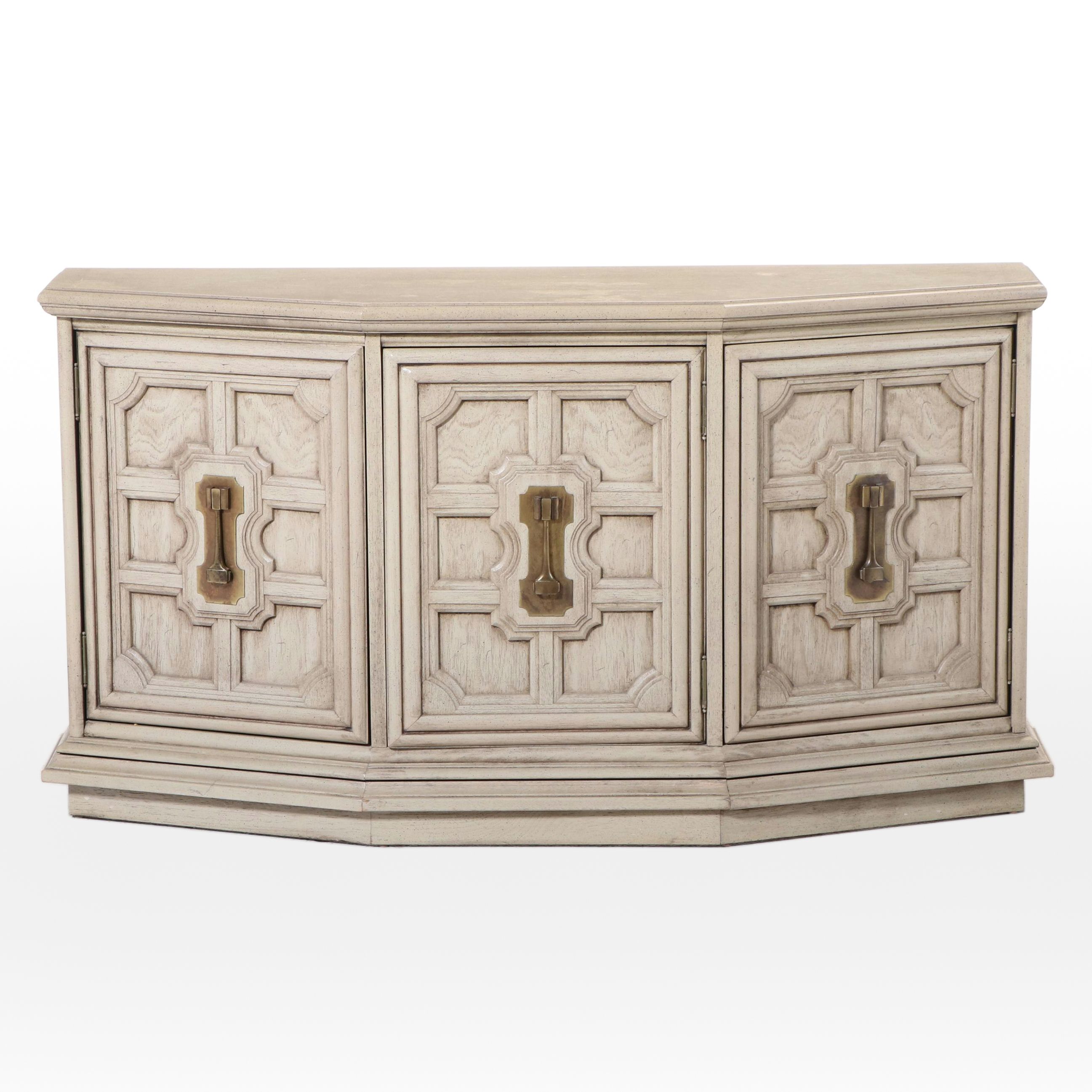 Mediterranean Style Console Cabinet in Parchment Finish, Mid-20th Century