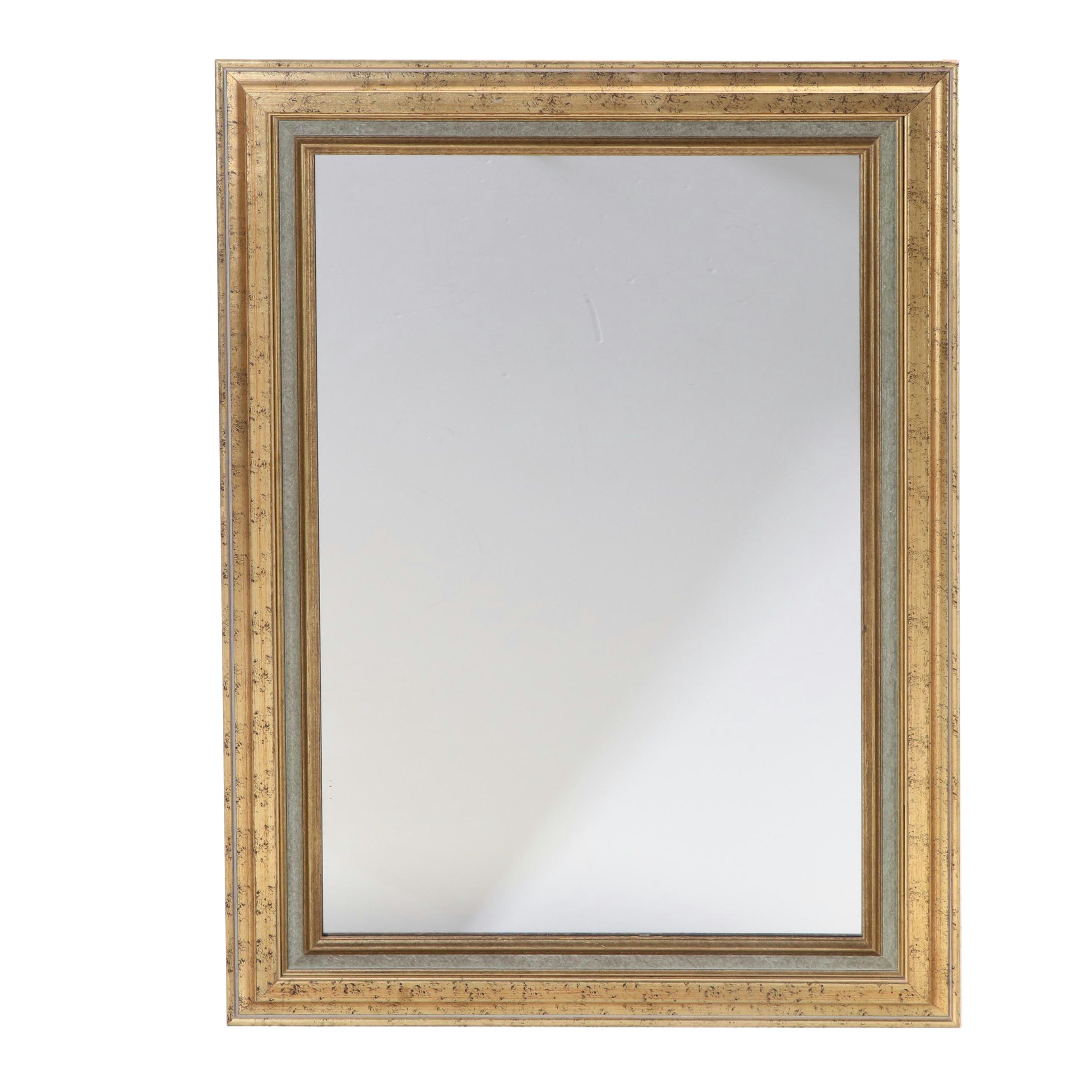 Gardner Mirror Corp Gilt and Silver Wood Rectangular Frame Wall Mirror