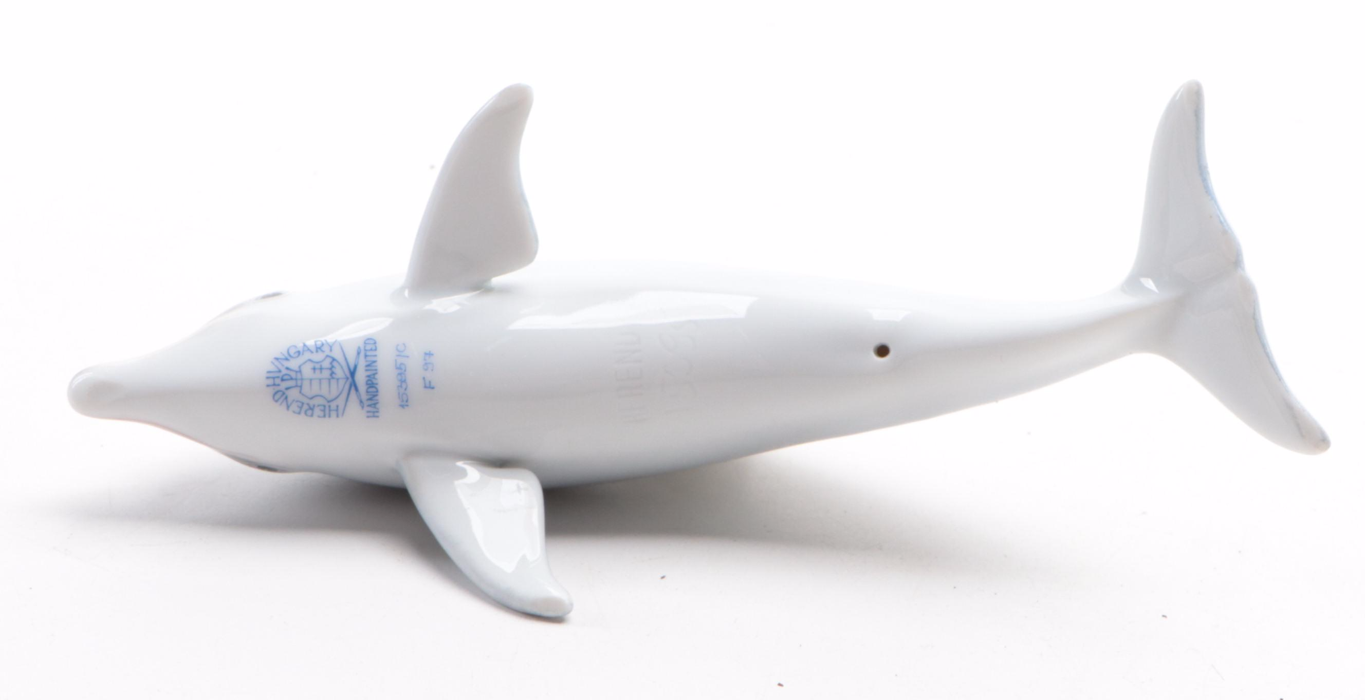 Herend Natural "Swimming Dolphin" Porcelain Figurine, 1997