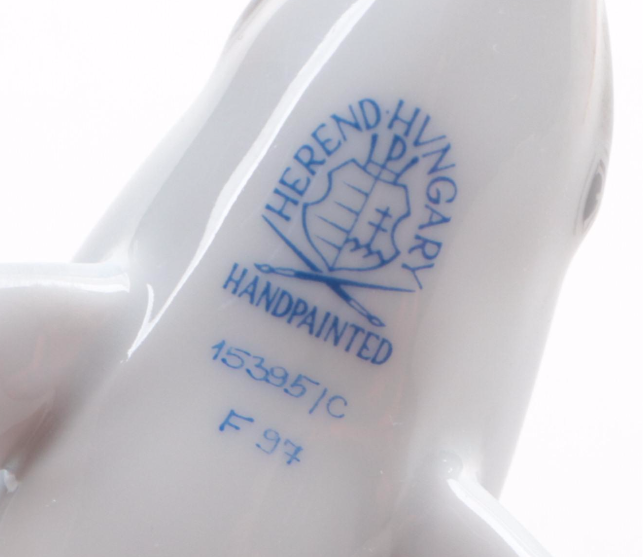 Herend Natural "Swimming Dolphin" Porcelain Figurine, 1997