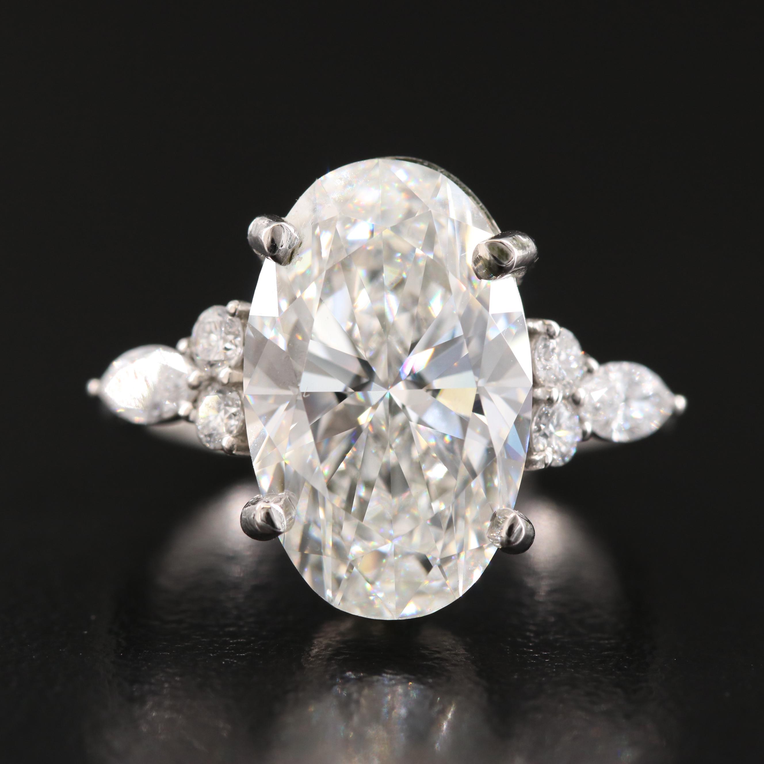 Platinum 5.93 CTW Lab Grown Diamond Ring with IGI Report