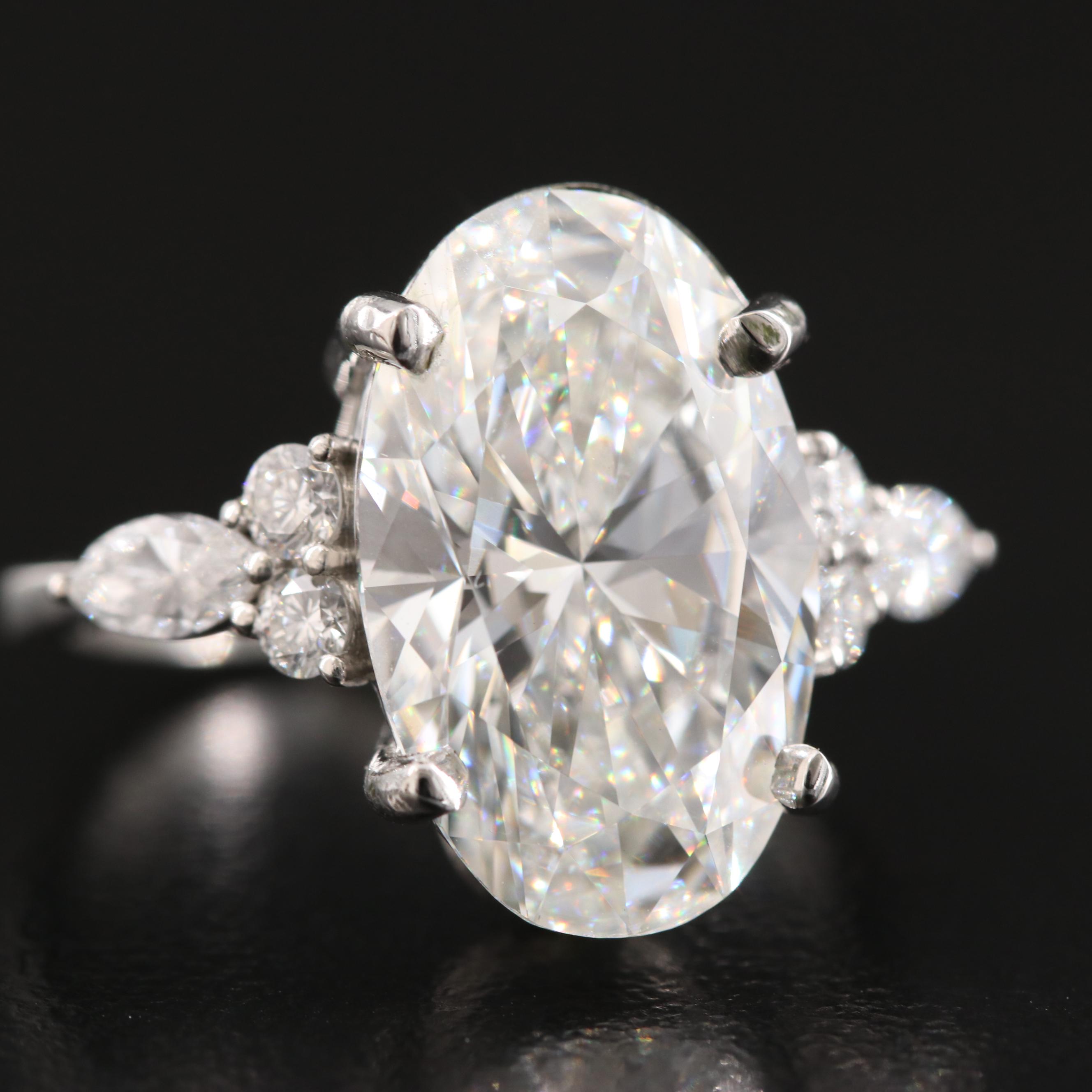 Platinum 5.93 CTW Lab Grown Diamond Ring with IGI Report