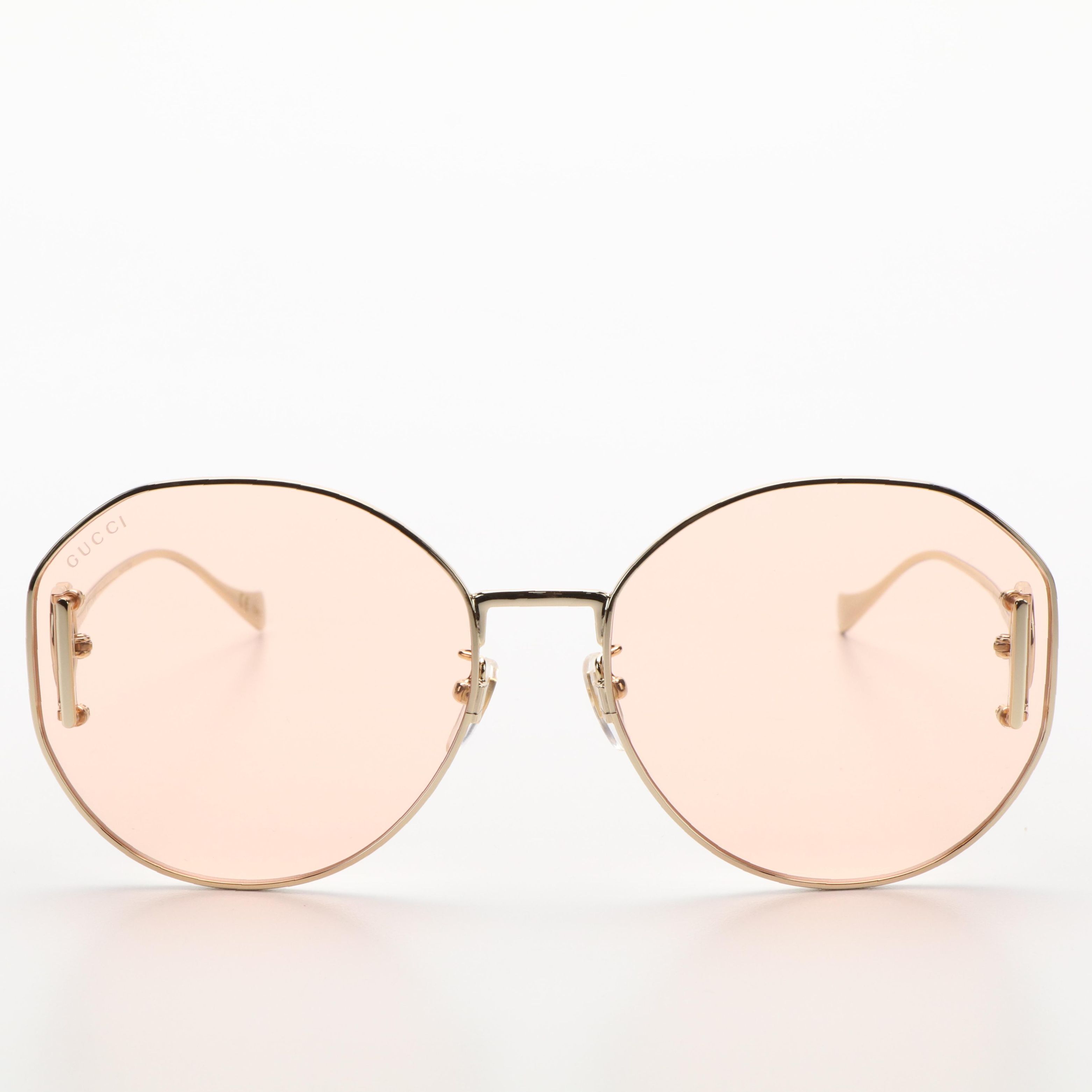 Gucci GG1206SA Round Gold Tone/Pink Sunglasses with Case