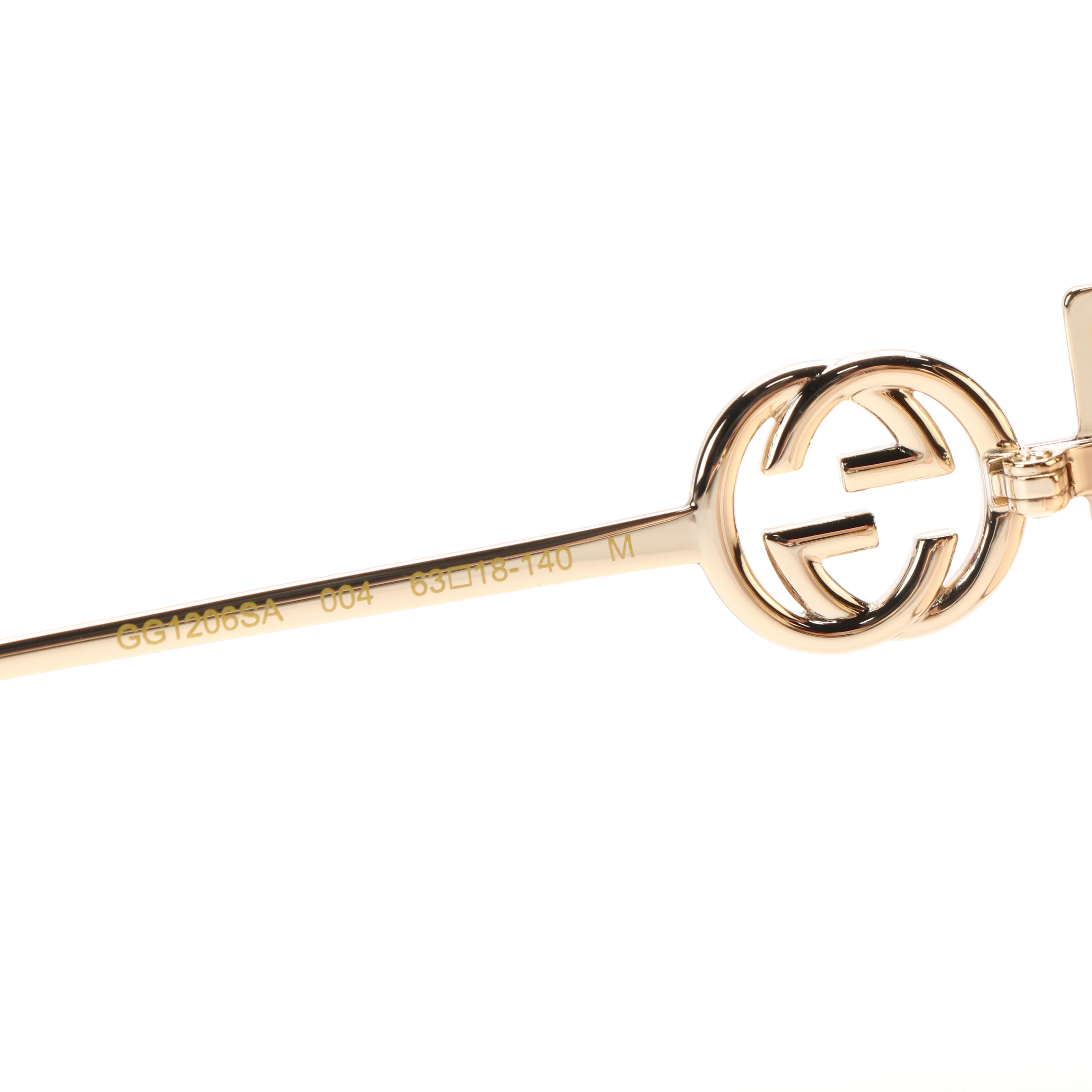 Gucci GG1206SA Round Gold Tone/Pink Sunglasses with Case