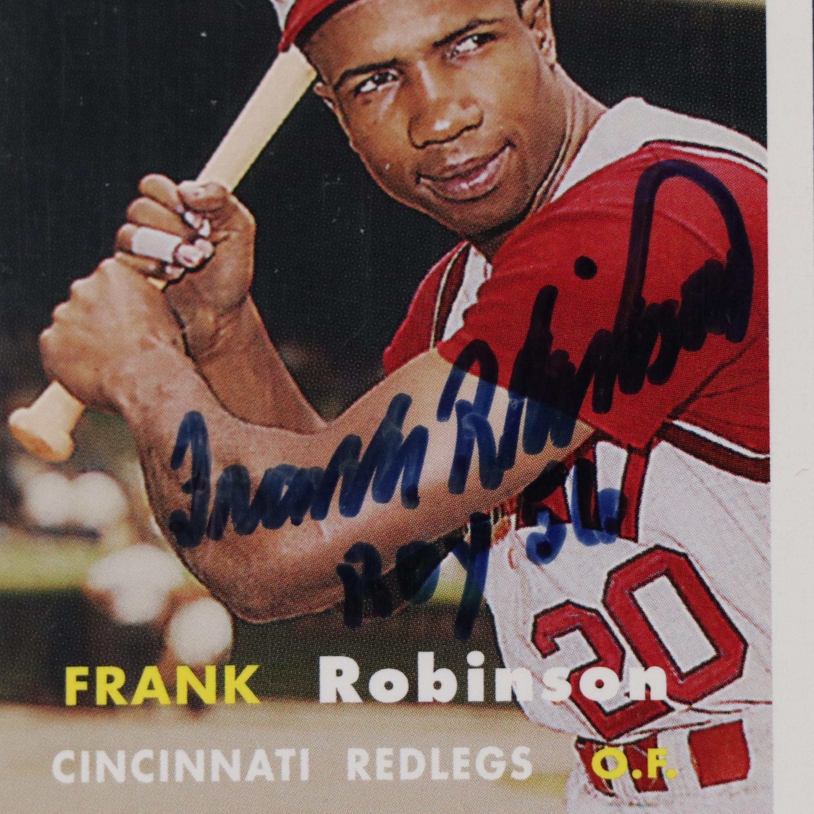 Frank Robinson Signed Rawlings Official MLB Baseball and Cincinnati Reds Card