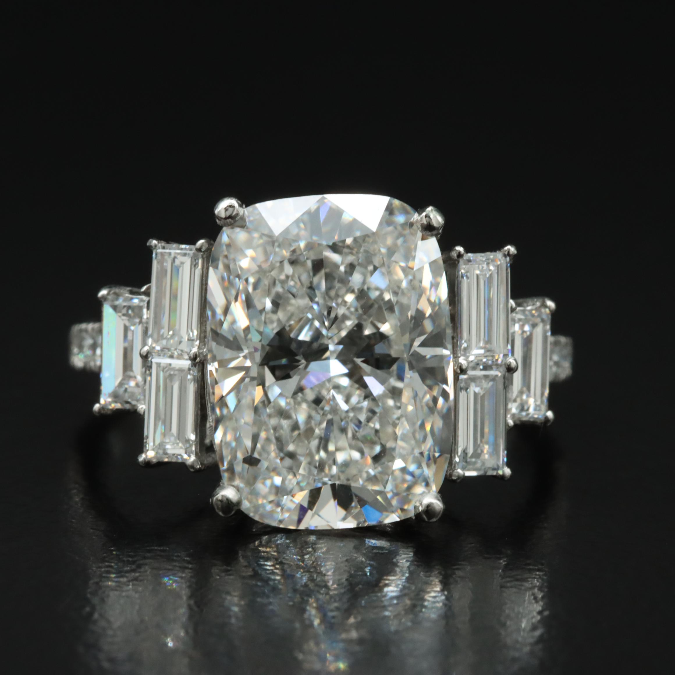 Platinum 5.98 CTW Lab Grown Diamond Ring with IGI Report