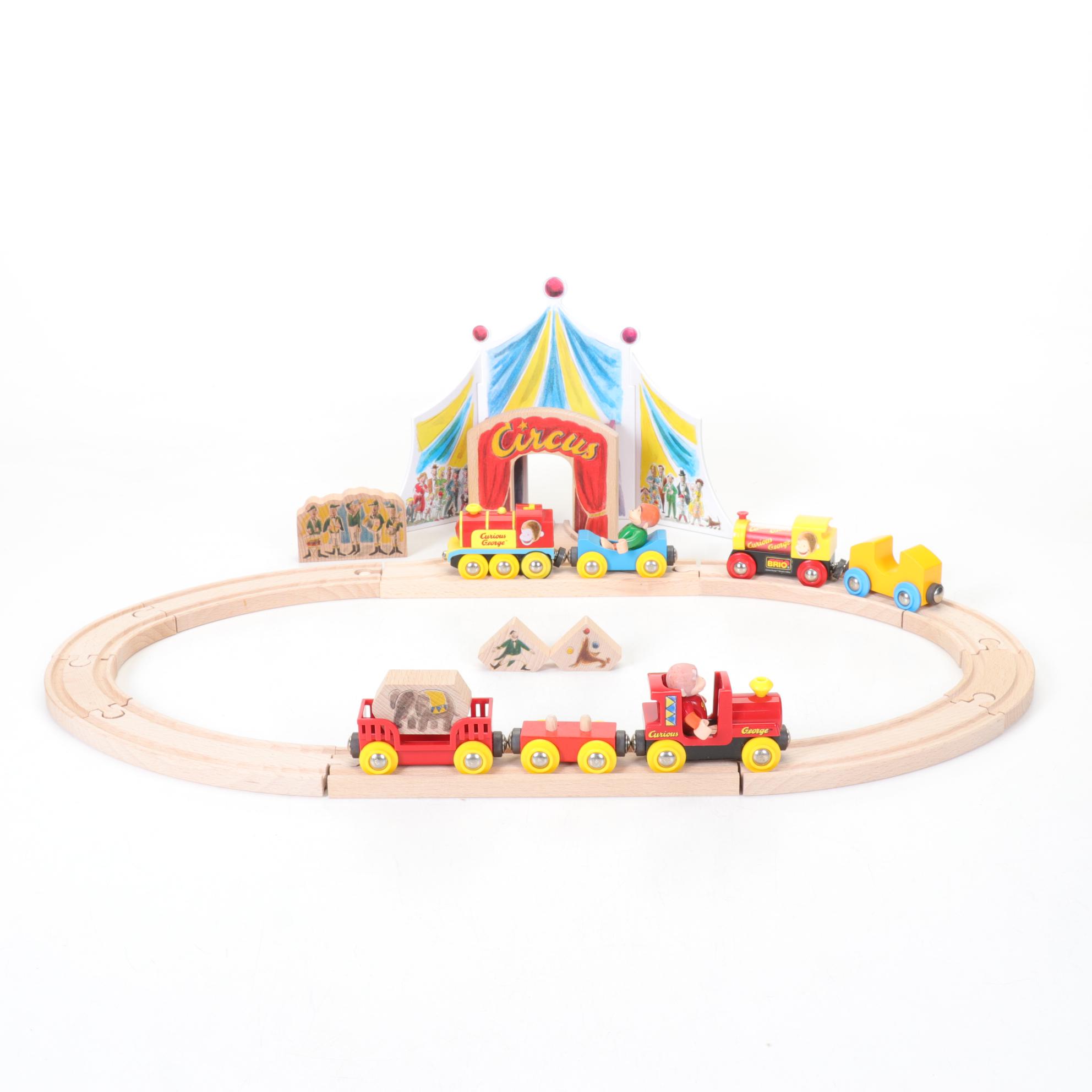 Curious George BRIO Wooden Railway Circus Train Set, Early 2000s