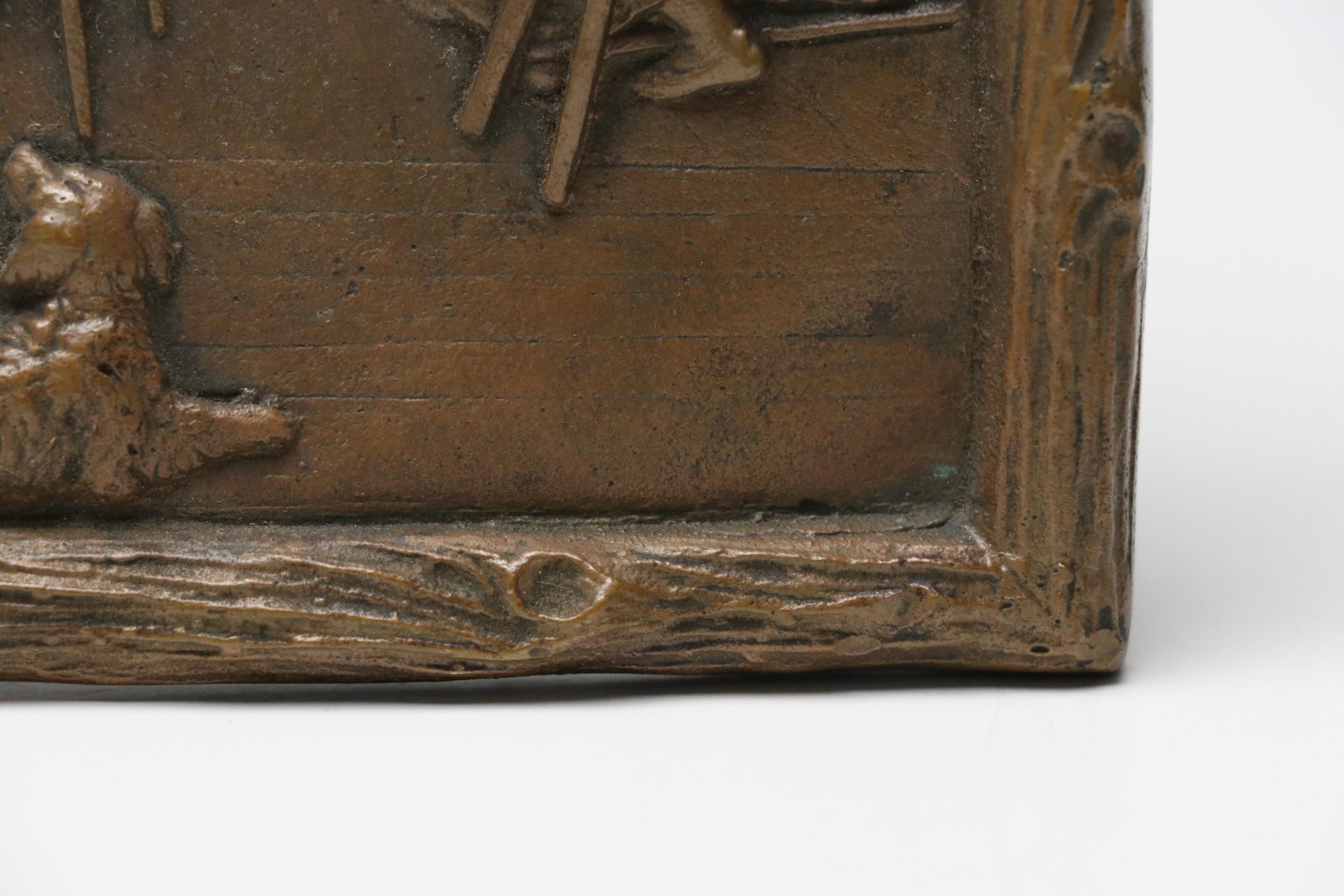 Franz Defregger "Arrival on the Dance Floor" Bronze Plaque, Mid to Late 19th C.