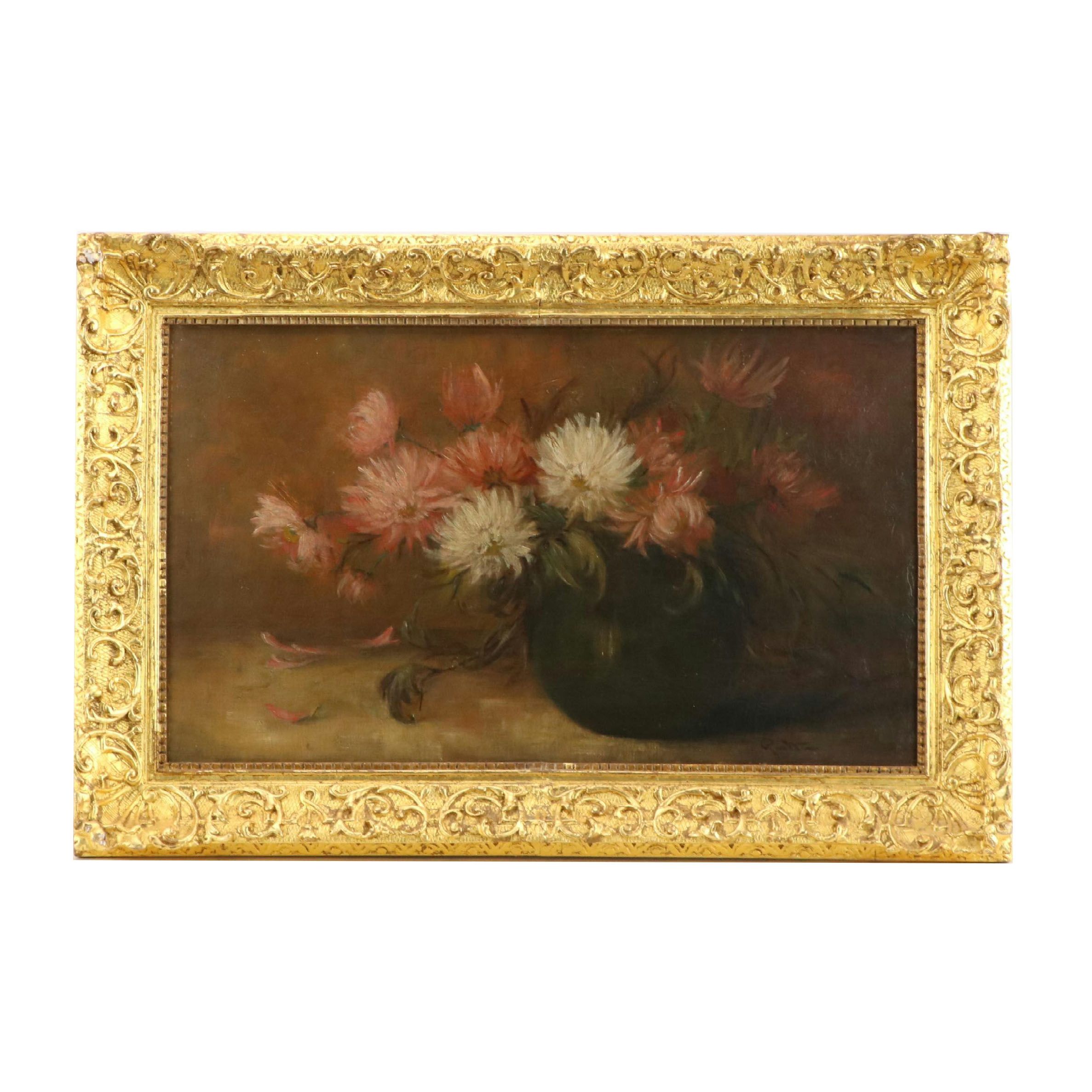 European School Floral Still Life Oil Painting