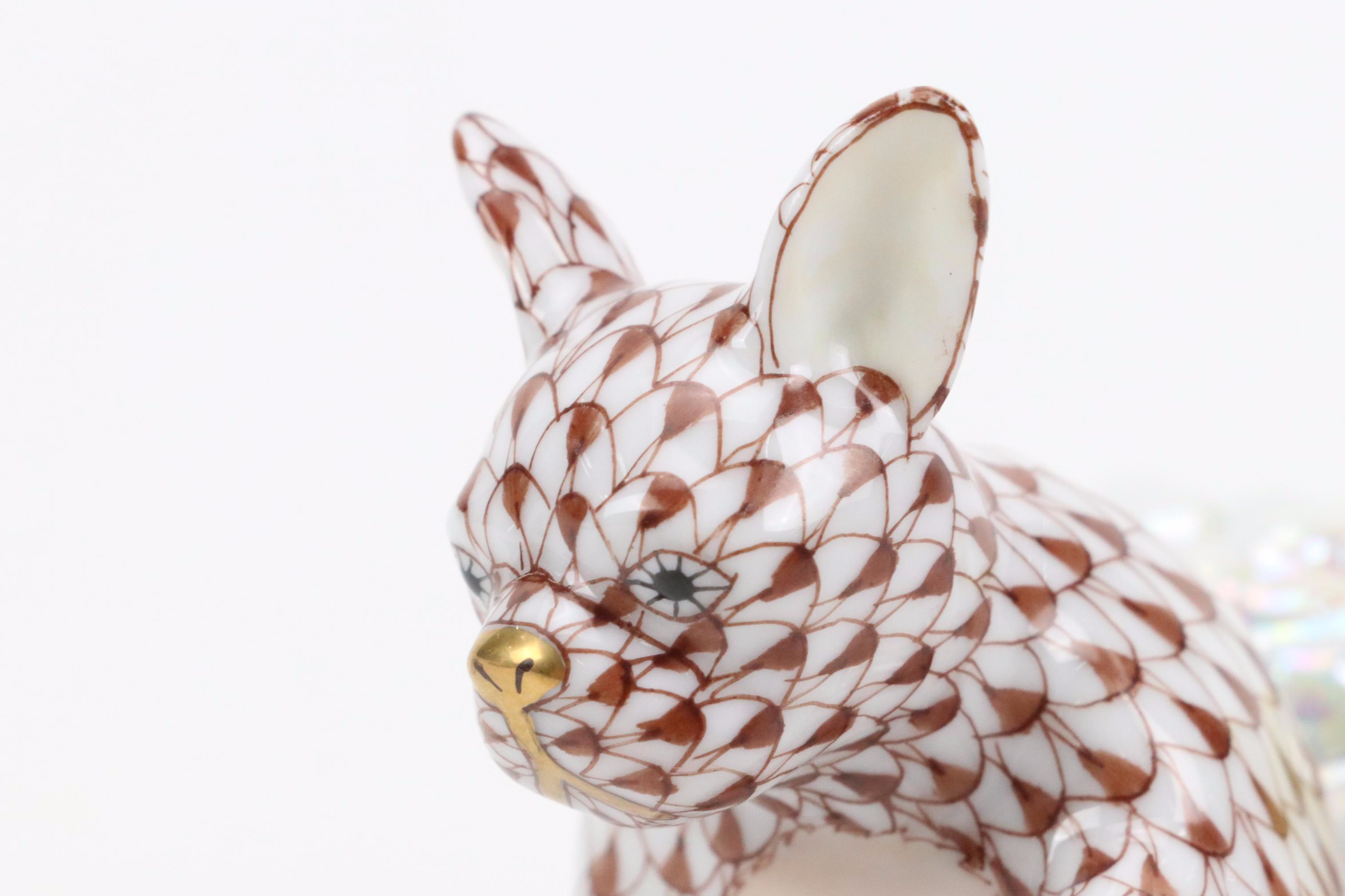 Herend Chocolate Fishnet with Gold "Squeaky Clean" Porcelain Figurine