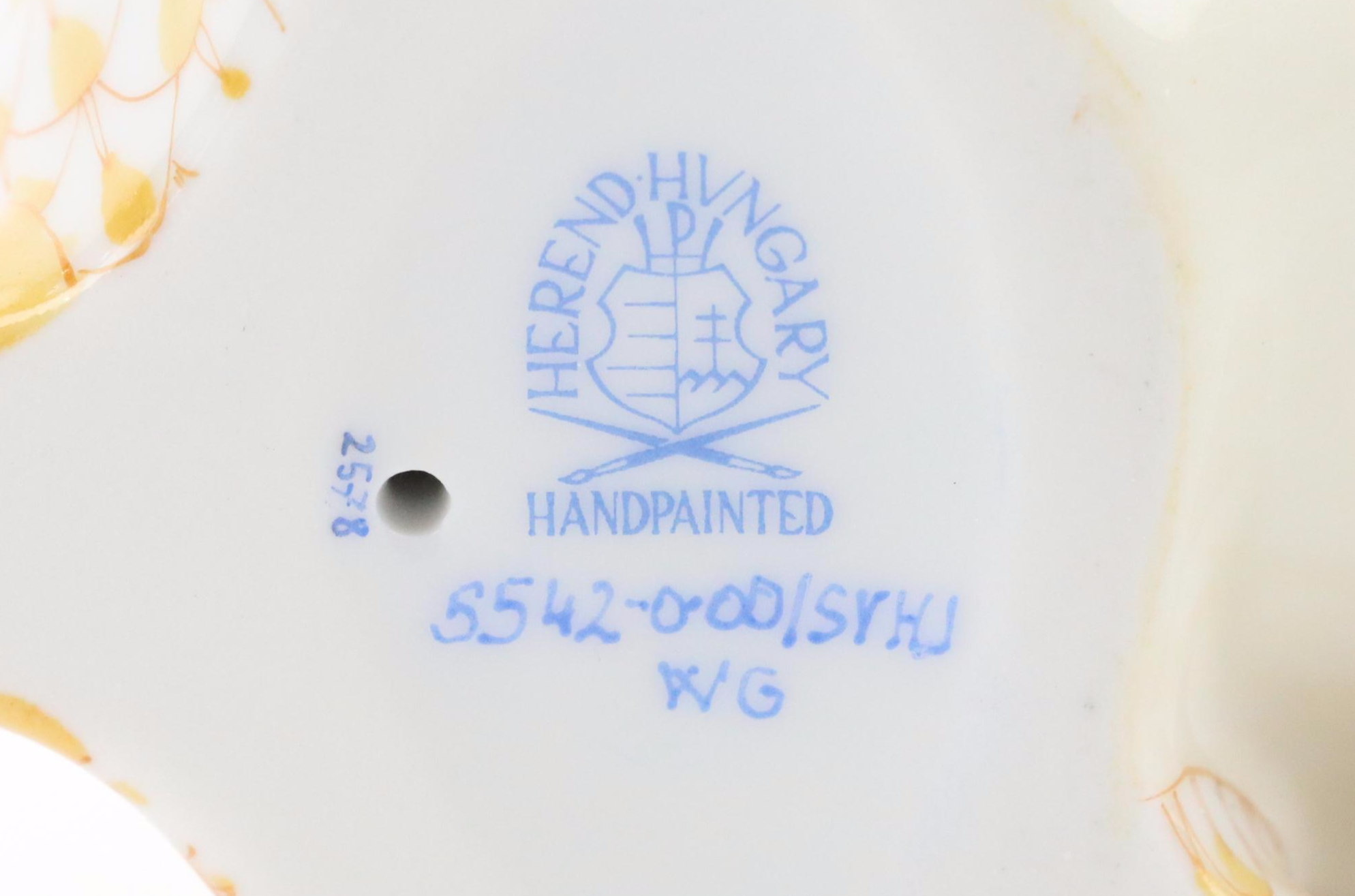 Herend Butterscotch with Gold "Bunny With Daisy" Porcelain Rabbit