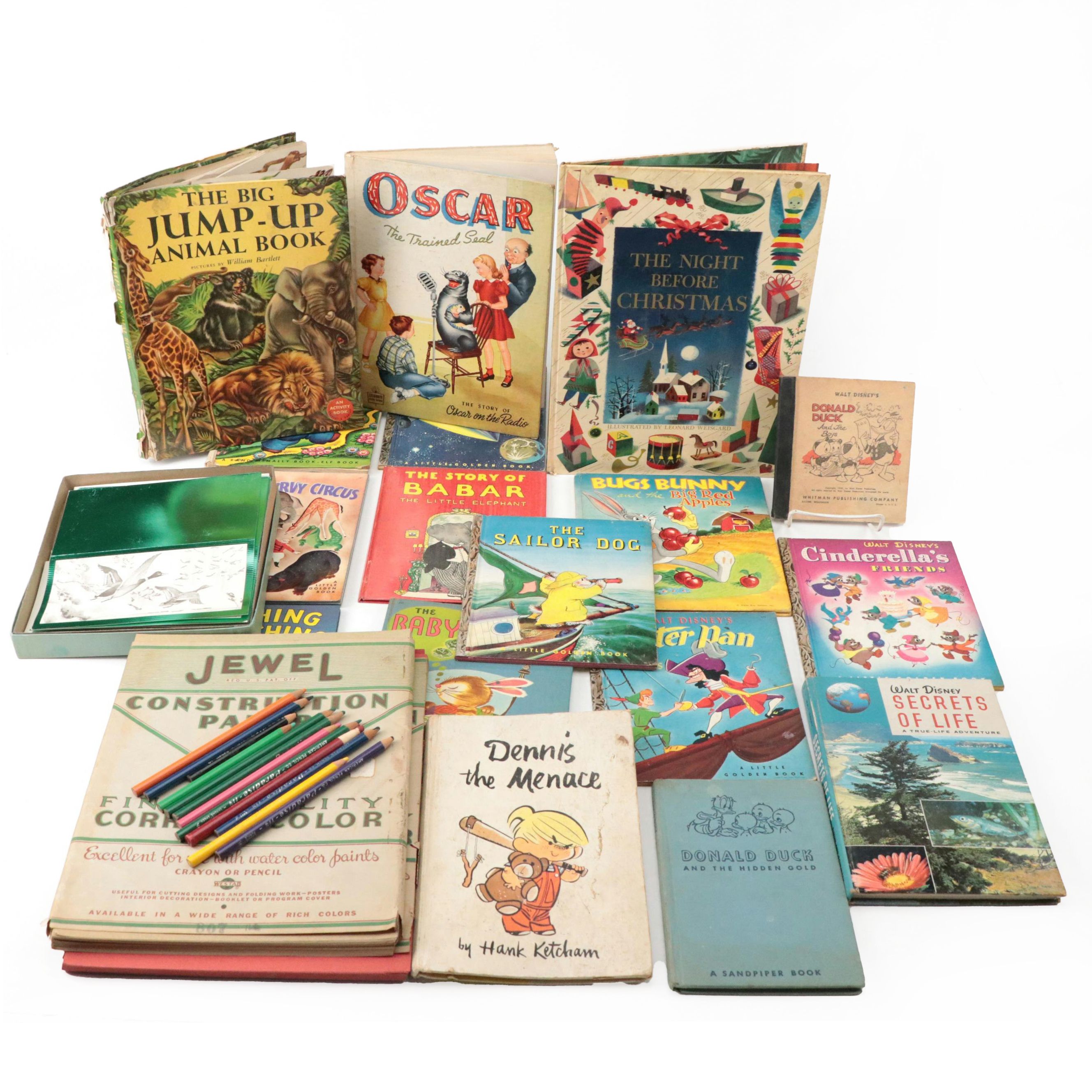 Illustrated Children's Books with Jewel Construction Paper and Colored Pencils