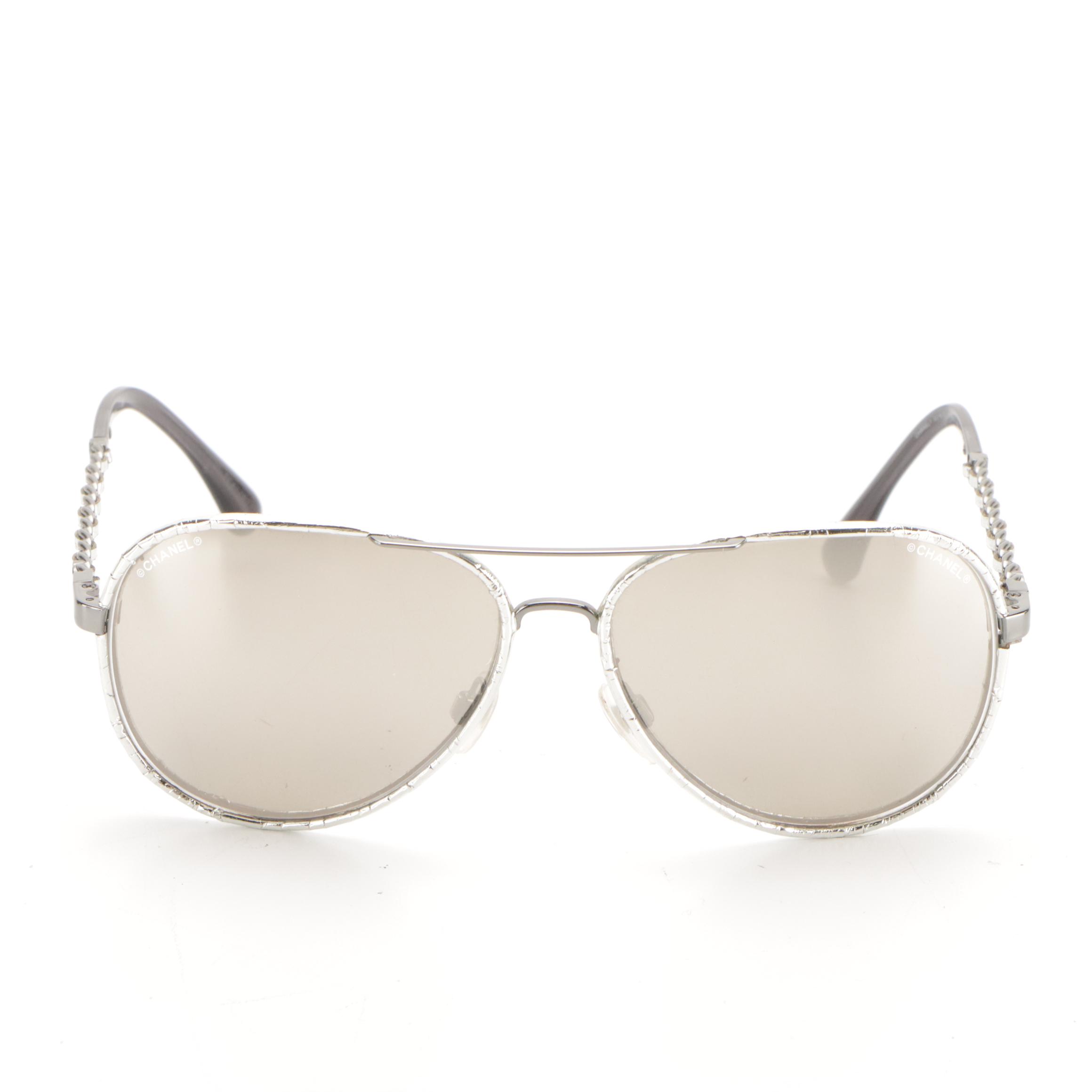 Chanel 4219-Q c.108/T7 Metal Polarized Pilot Winter Sunglasses in Case and Box