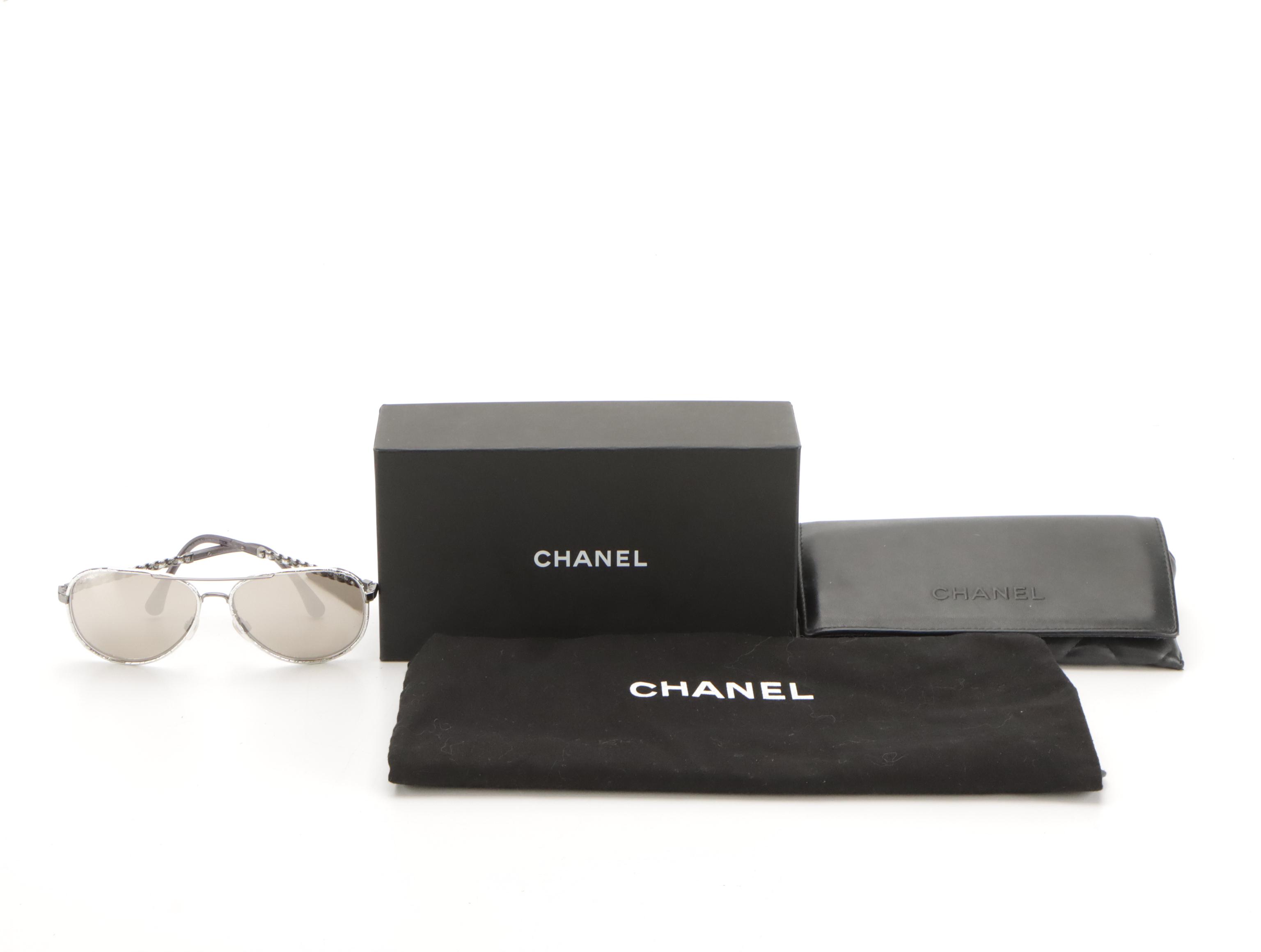 Chanel 4219-Q c.108/T7 Metal Polarized Pilot Winter Sunglasses in Case and Box