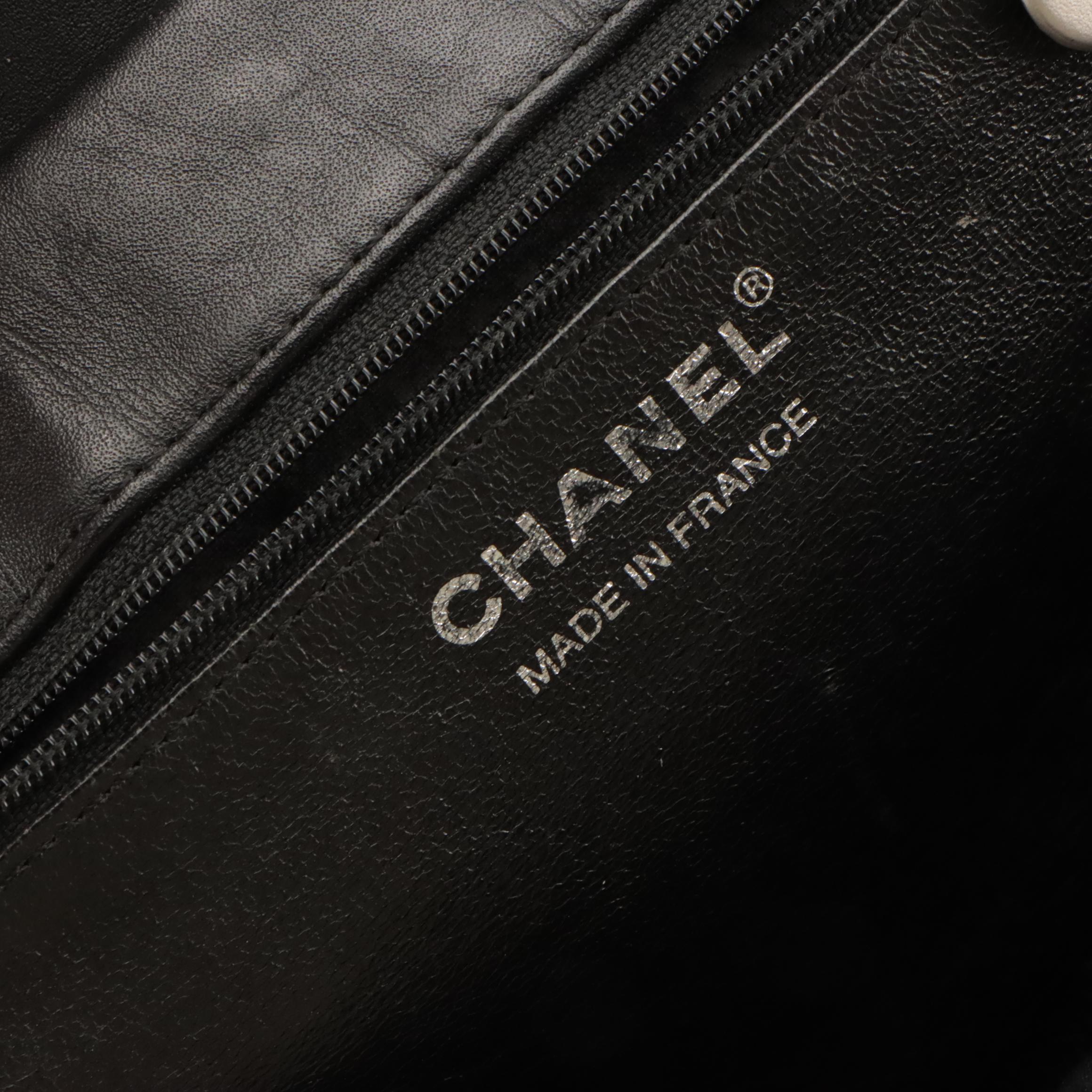 Chanel CC Crochet Shoulder Tote with Chain Straps and Lambskin Leather Trim