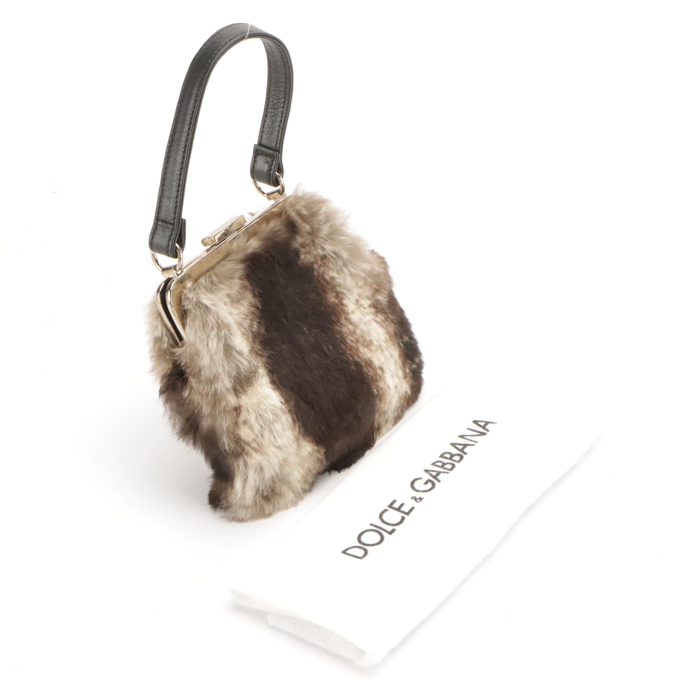 Dolce & Gabbana Mini Dyed Rabbit Fur Handbag