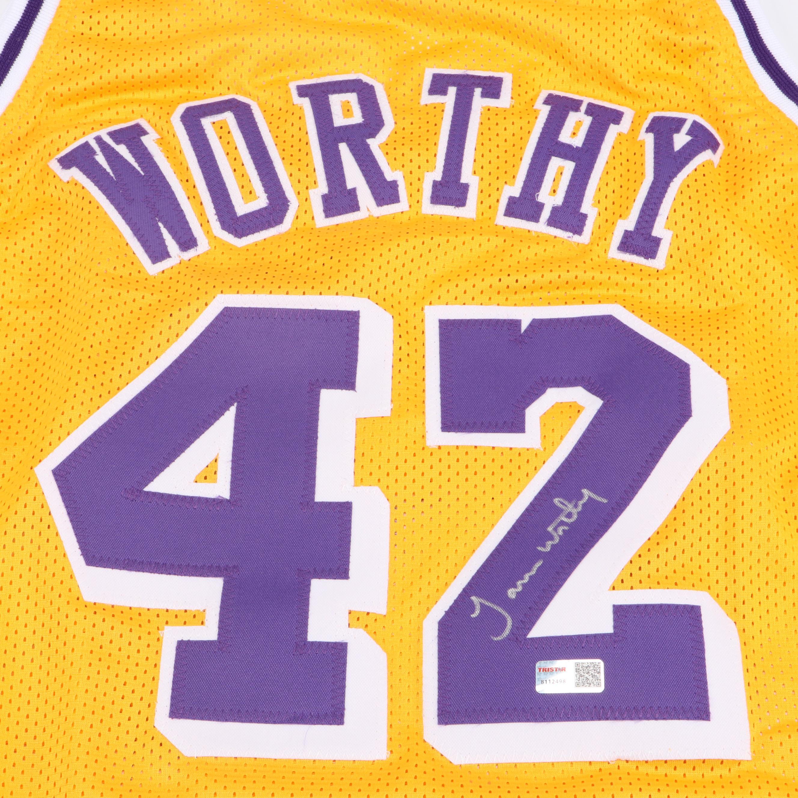 James Worthy Signed Lakers Jersey and Kevin McHale Signed Basketball, Tristar