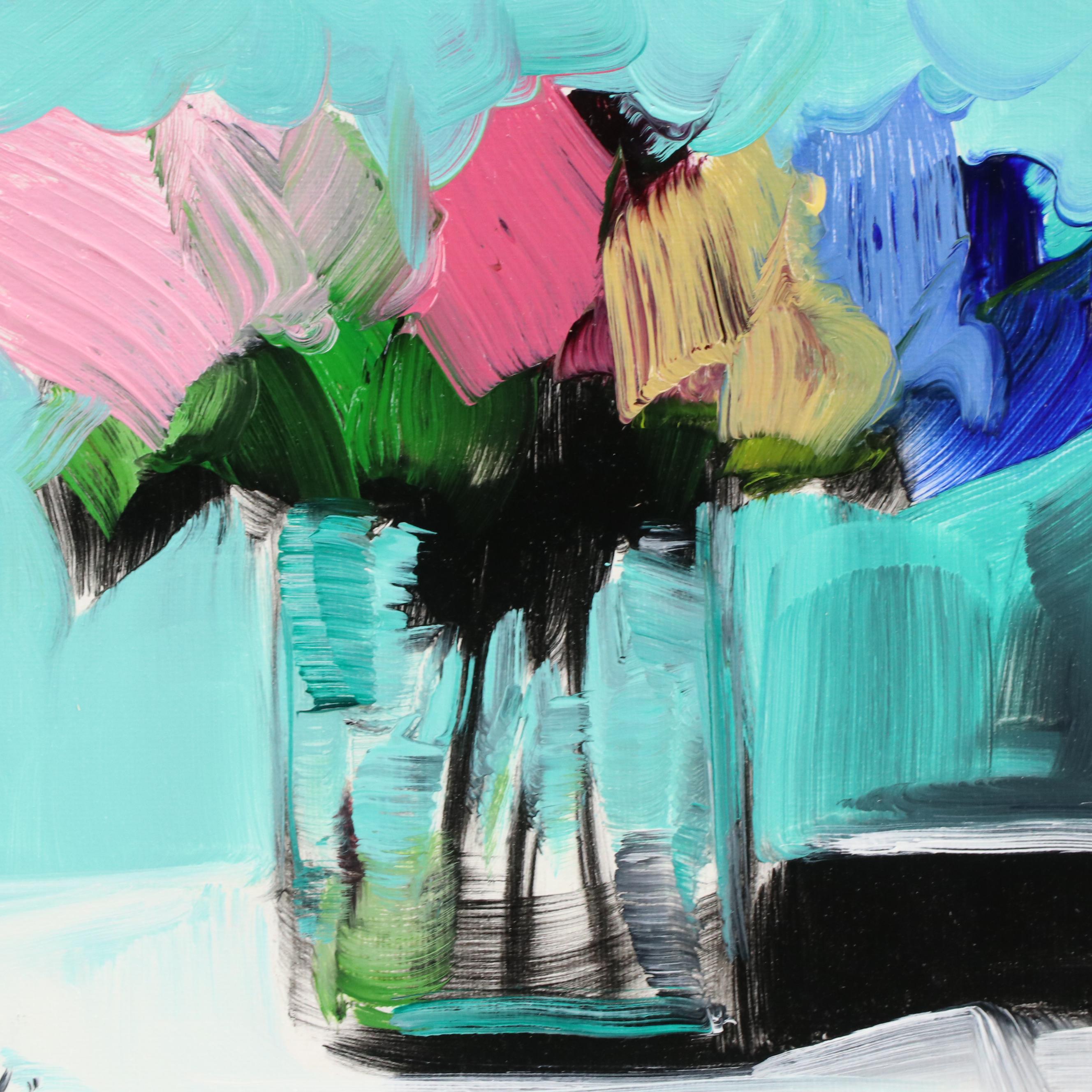 José M. Lima Stylized Floral Still Life Oil Painting, 2024