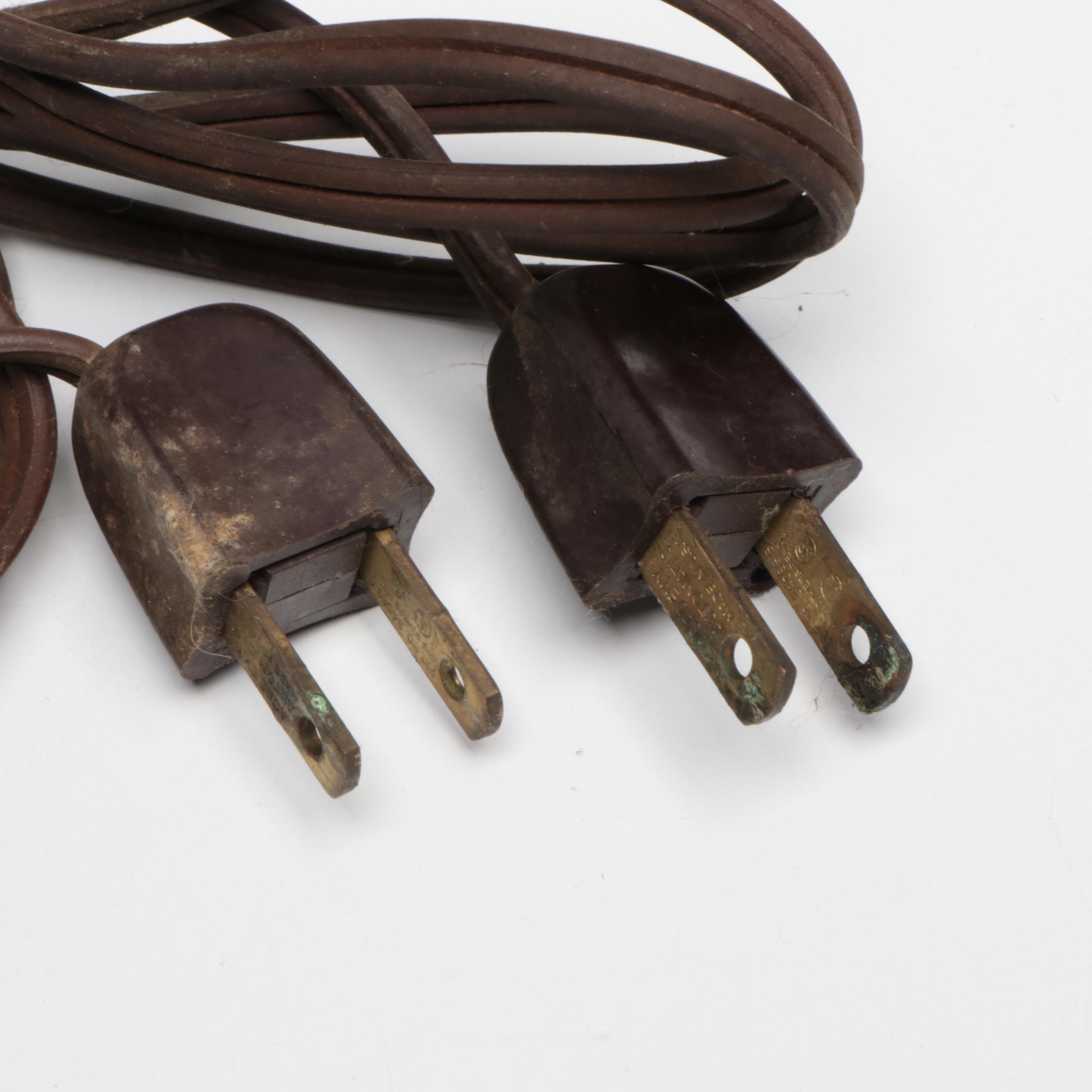 Wheel Etched Glass Electric Hurricane Lamp Pair with Shades