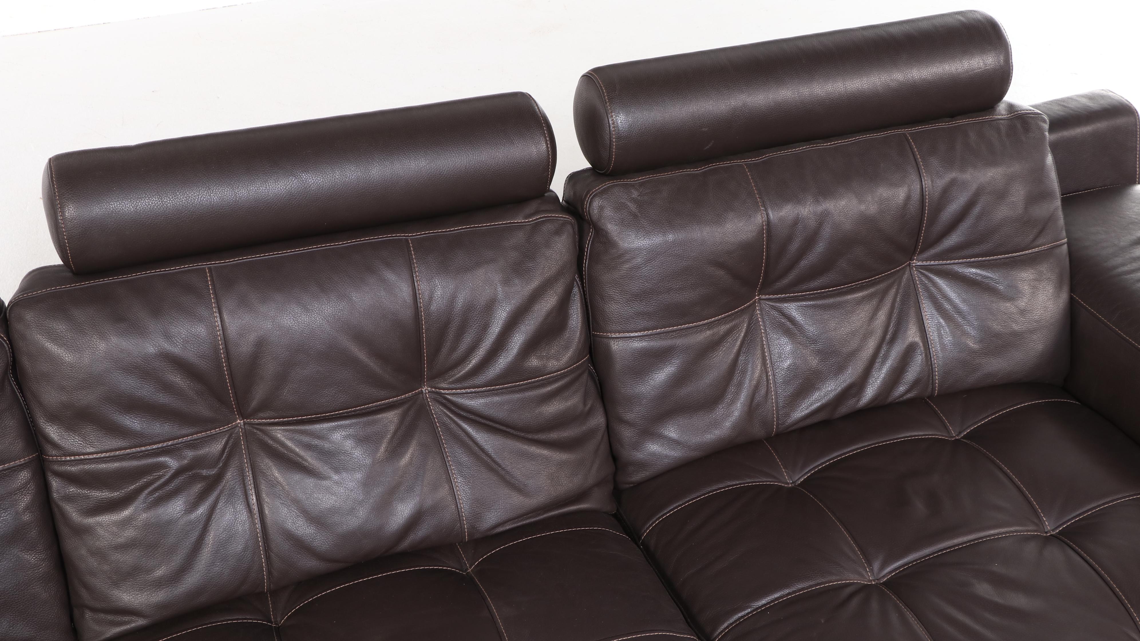 Contemporary Brown Leather Sectional Sofa