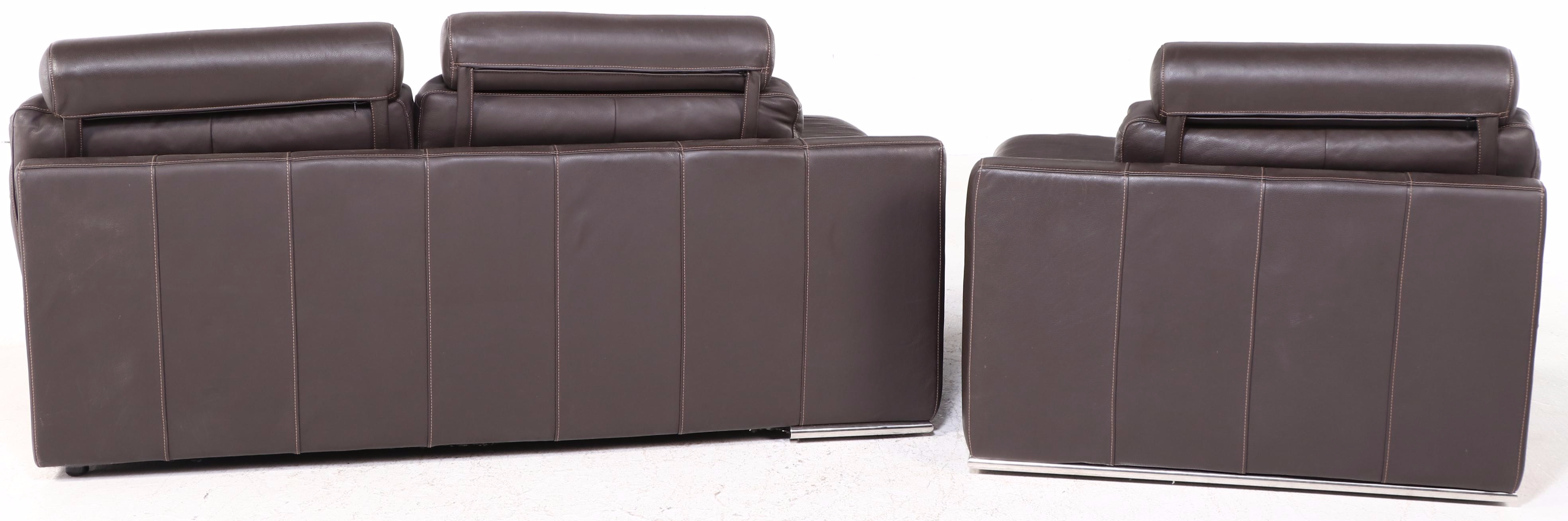 Contemporary Brown Leather Sectional Sofa