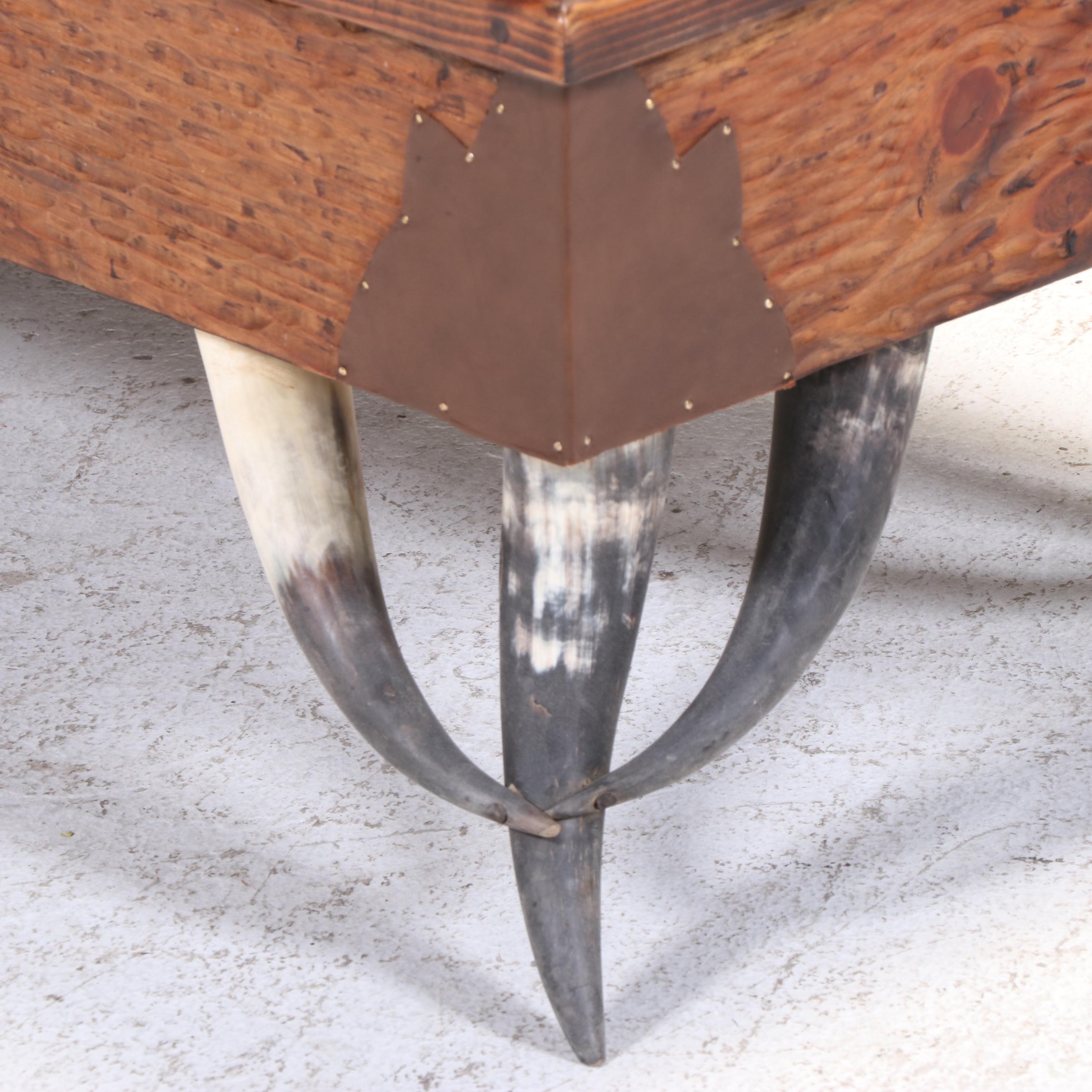 Western Ranch Style Cowhide and Steer Horn Coffee Table