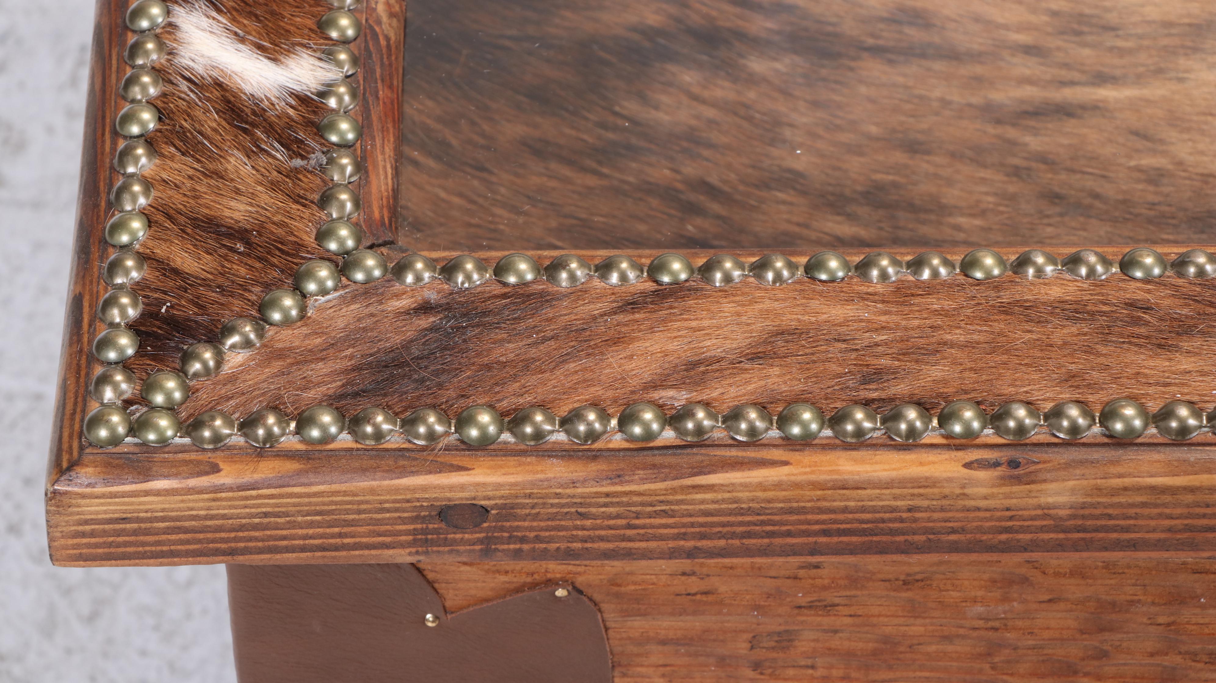 Western Ranch Style Cowhide and Steer Horn Coffee Table
