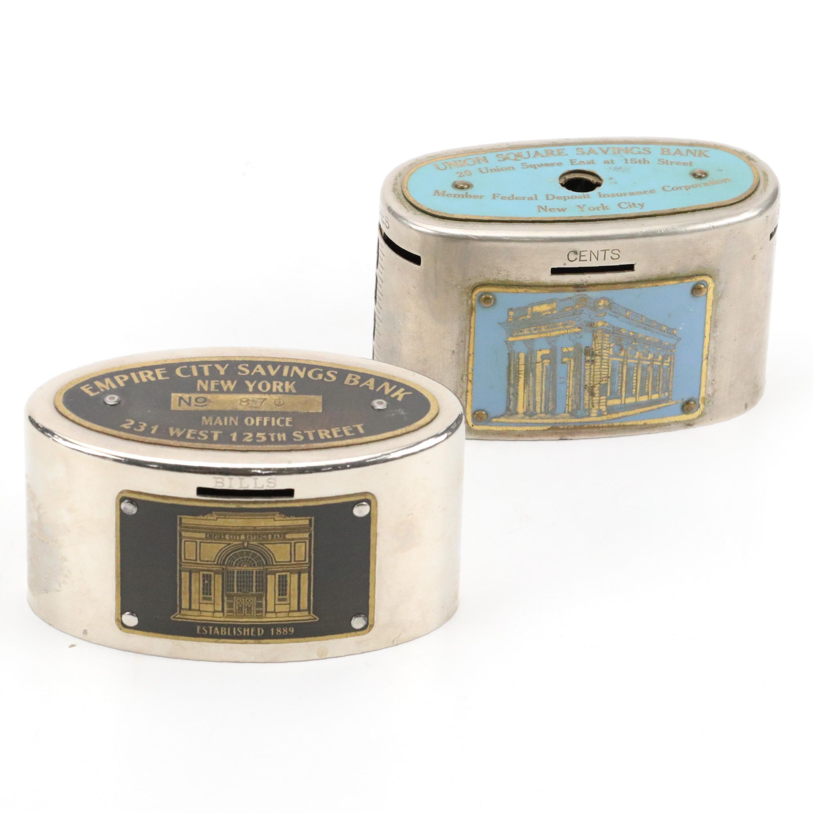 Empire  City Savings Clearvue Money Bank With Union Square Savings Coin Bank