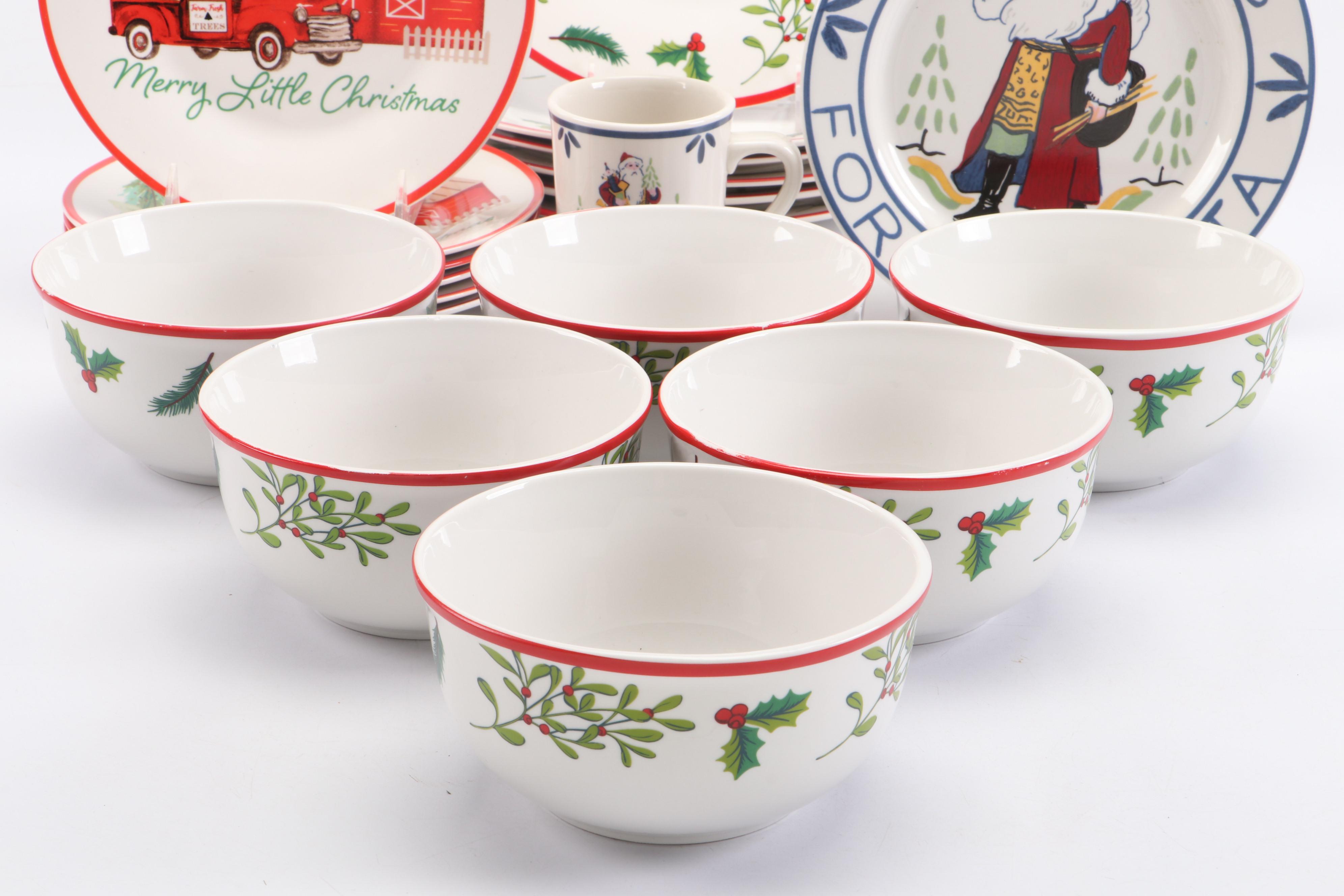 Royal Norfolk Christmas Theme Ceramic Bowls, Salad Plates and More