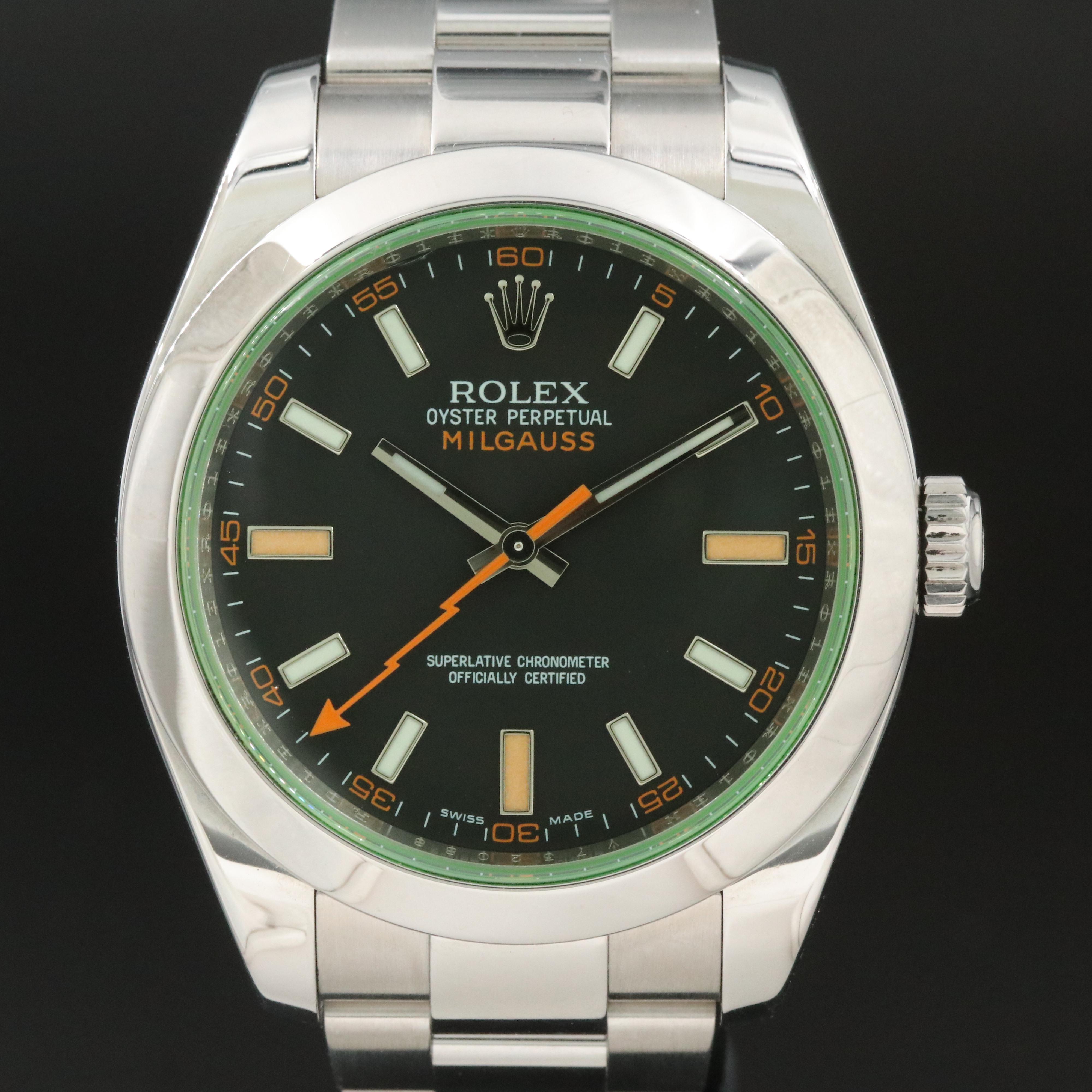 2008-2009 Rolex Oyster Perpetual Milgauss Orange and Black Dial Watch