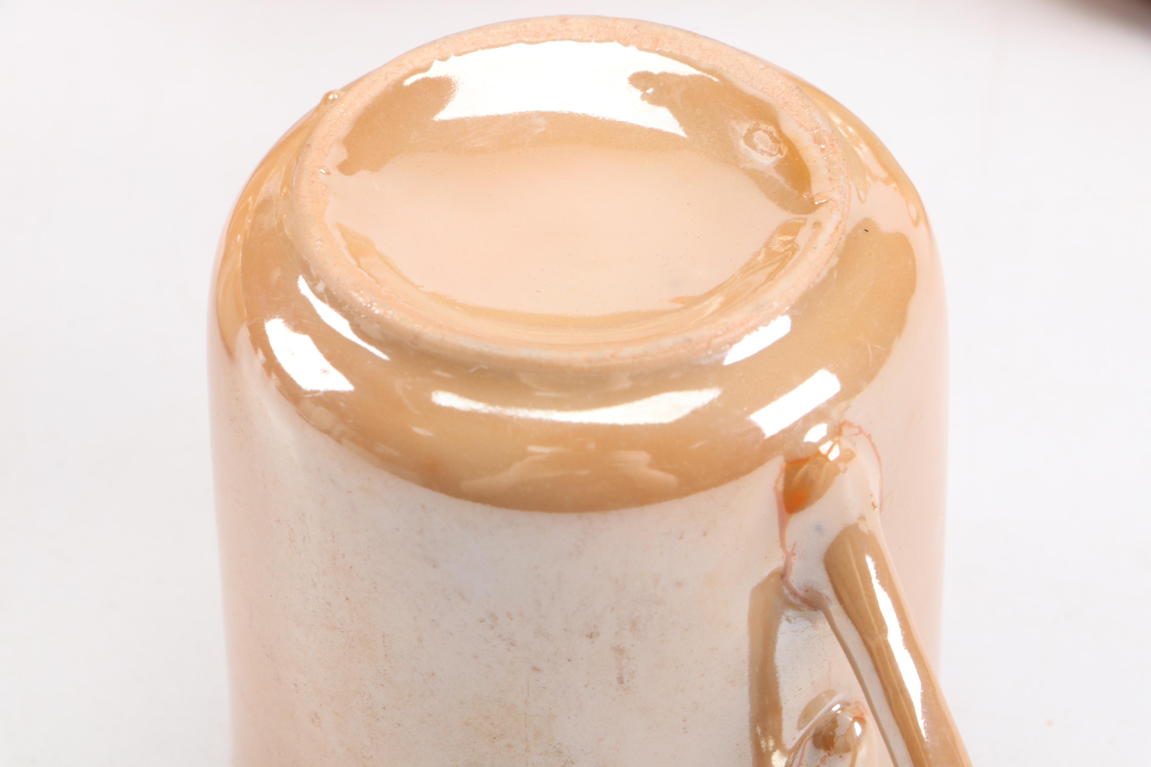 Art Deco Peach Lusterware Snack Sets with Other Tableware and Accessories